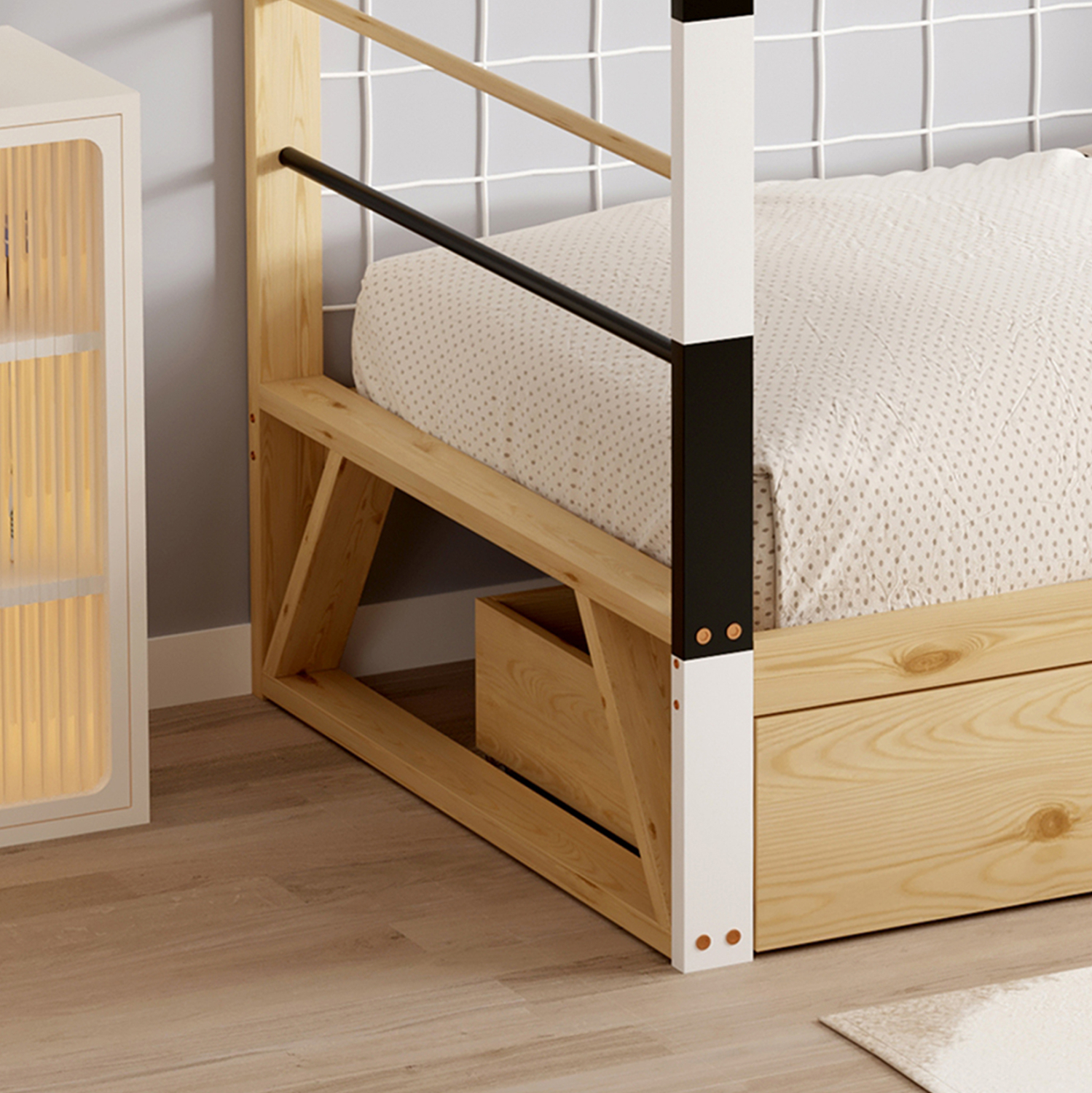 ΚΡΕΒΑΤΙ ΠΑΙΔΙΚΟ ΜΕ ΣΤΡΩΜΑ GOALIE HM21309 ΠΕΥΚΟ ΦΥΣΙΚΟ-ΛΕΥΚΟ-ΜΑΥΡΟ--ΣΤΡΩΜΑ 90x190εκ 8