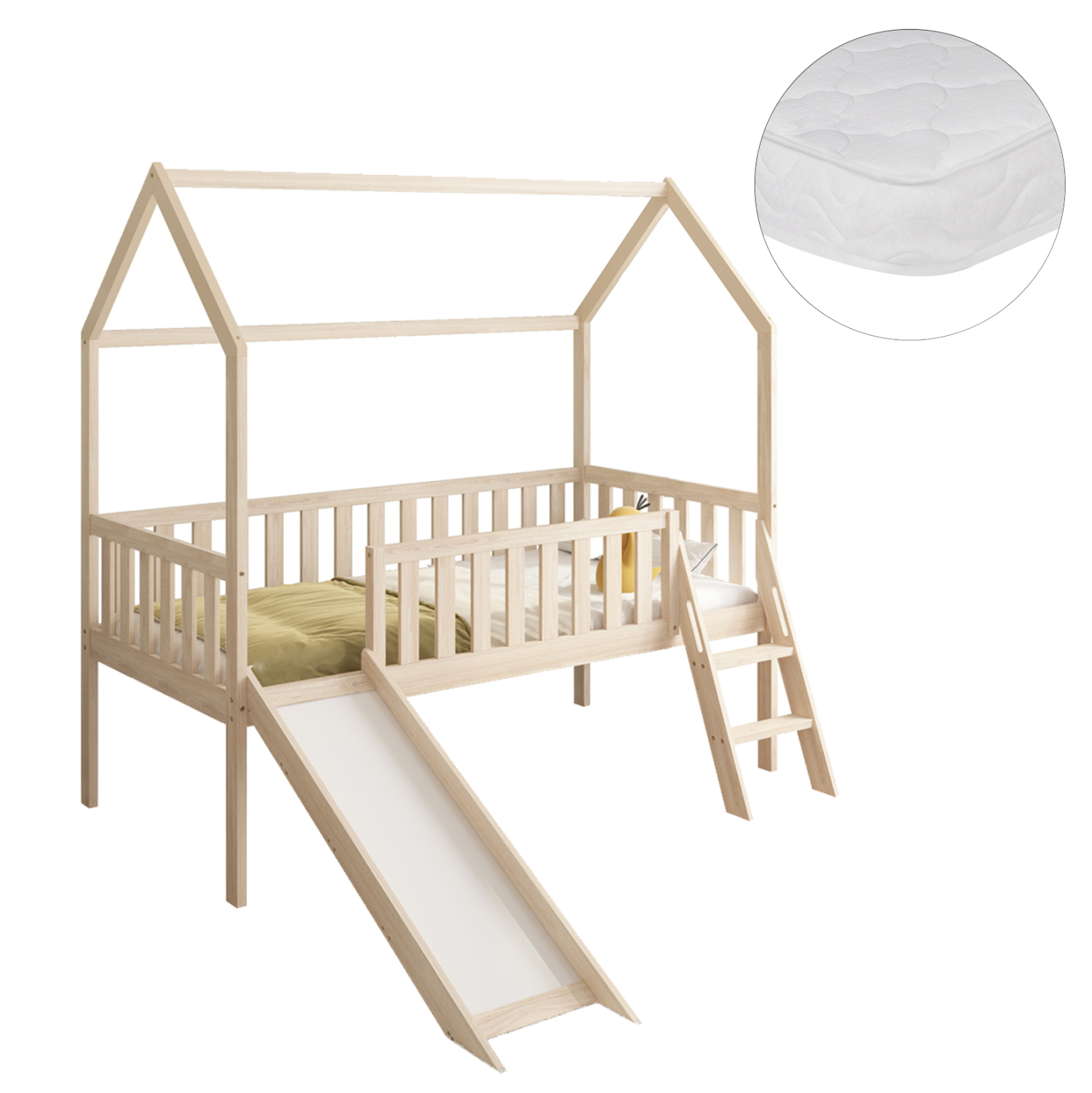 ΚΡΕΒΑΤΙ ΠΑΙΔΙΚΟ ΤΣΟΥΛΗΘΡΑ PHYLLIS HM21310 ΠΕΥΚΟ ΣΕ ΦΥΣΙΚΟ--ΜΕ ΣΤΡΩΜΑ 90x190εκ 1