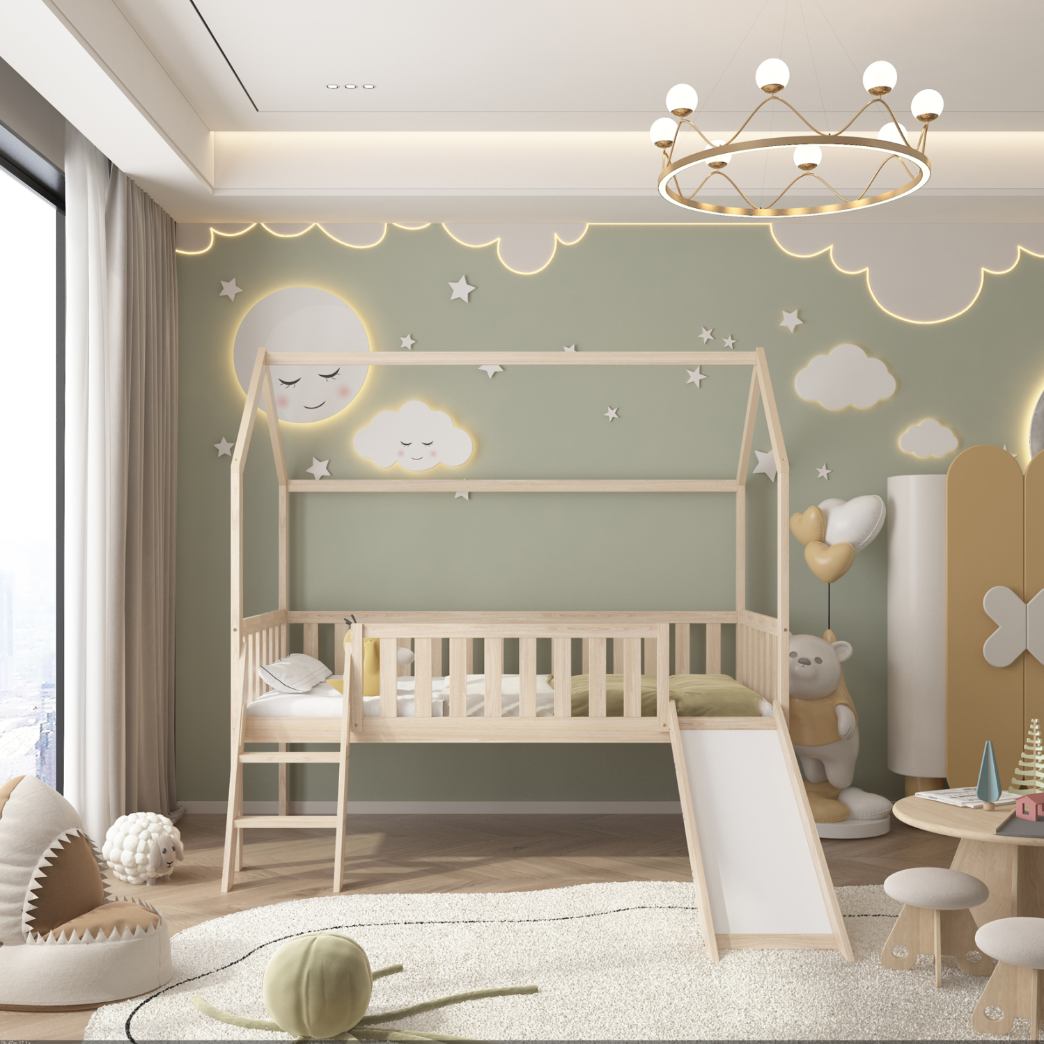 ΚΡΕΒΑΤΙ ΠΑΙΔΙΚΟ ΤΣΟΥΛΗΘΡΑ PHYLLIS HM21310 ΠΕΥΚΟ ΣΕ ΦΥΣΙΚΟ--ΜΕ ΣΤΡΩΜΑ 90x190εκ 5