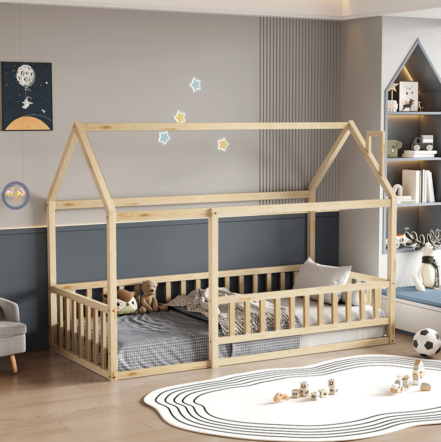 ΚΡΕΒΑΤΙ ΠΑΙΔΙΚΟ ΜΕ ΣΤΡΩΜΑ HOUSER HM21315 ΞΥΛΟ ΠΕΥΚΟΥ ΣΕ ΦΥΣΙΚΟ--ΣΤΡΩΜΑ 90x190εκ 2