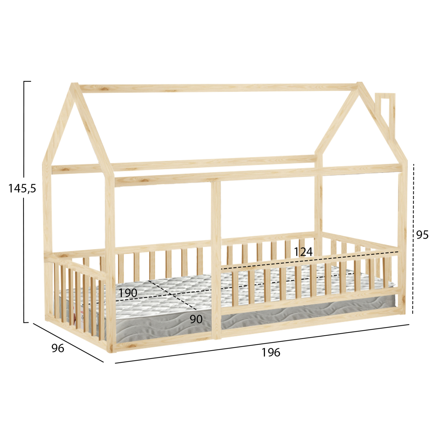 ΚΡΕΒΑΤΙ ΠΑΙΔΙΚΟ ΜΕ ΣΤΡΩΜΑ HOUSER HM21315 ΞΥΛΟ ΠΕΥΚΟΥ ΣΕ ΦΥΣΙΚΟ--ΣΤΡΩΜΑ 90x190εκ 3