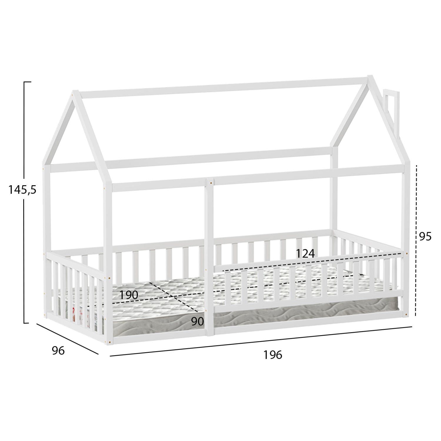 ΚΡΕΒΑΤΙ ΠΑΙΔΙΚΟ ΜΕ ΣΤΡΩΜΑ HOUSER HM21315.01 ΞΥΛΟ ΠΕΥΚΟΥ ΣΕ ΛΕΥΚΟ--ΣΤΡΩΜΑ 90x190εκ 3