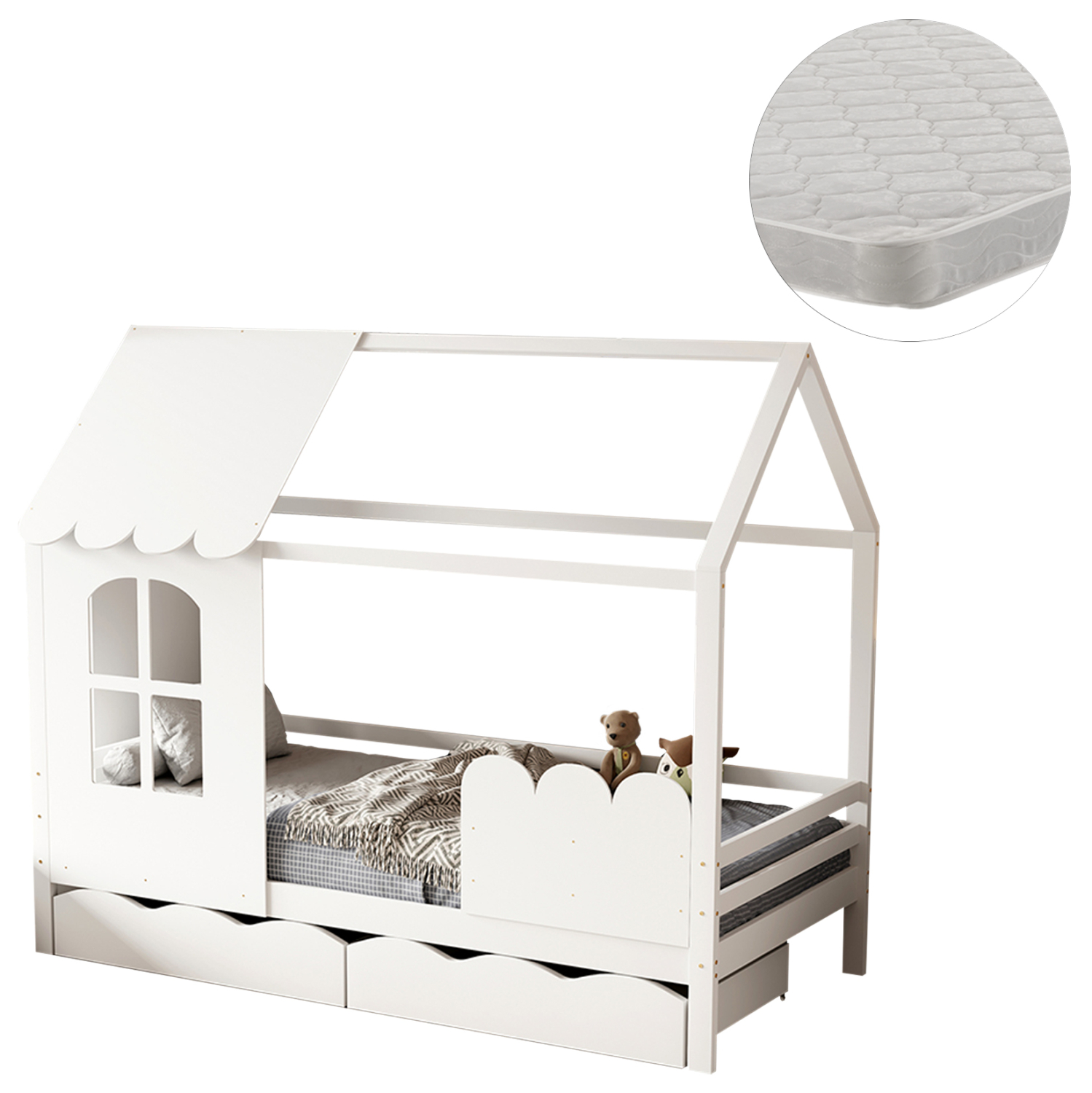 ΚΡΕΒΑΤΙ ΠΑΙΔΙΚΟ ΜΕ ΣΤΡΩΜΑ DOMER HM21319 ΞΥΛΟ ΠΕΥΚΟΥ ΣΕ ΛΕΥΚΟ--ΣΤΡΩΜΑ 90x190εκ 1