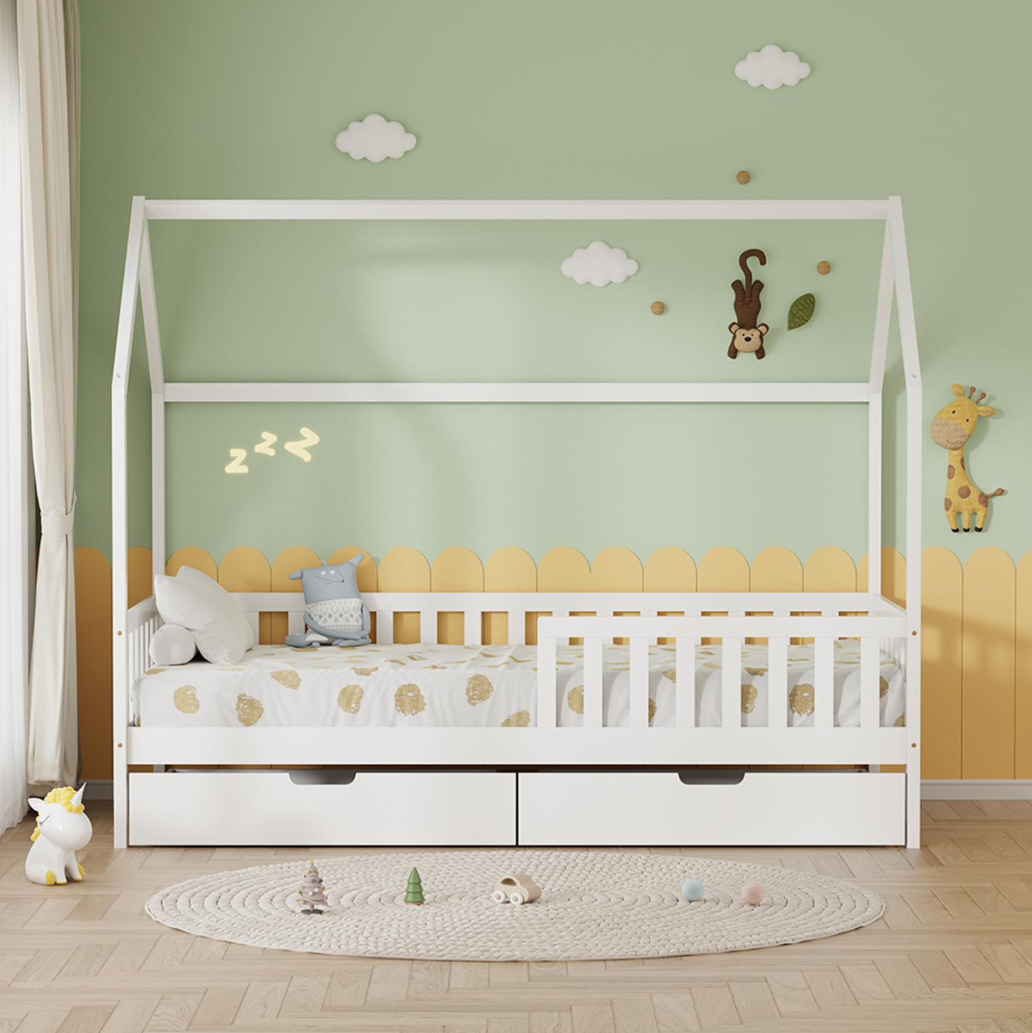 ΚΡΕΒΑΤΙ ΠΑΙΔΙΚΟ ΜΕ ΣΥΡΤΑΡΙΑ PHYLLIS HM21324.01 ΞΥΛΟ ΠΕΥΚΟΥ ΛΕΥΚΟ--ΜΕ ΣΤΡΩΜΑ 90x190εκ 5