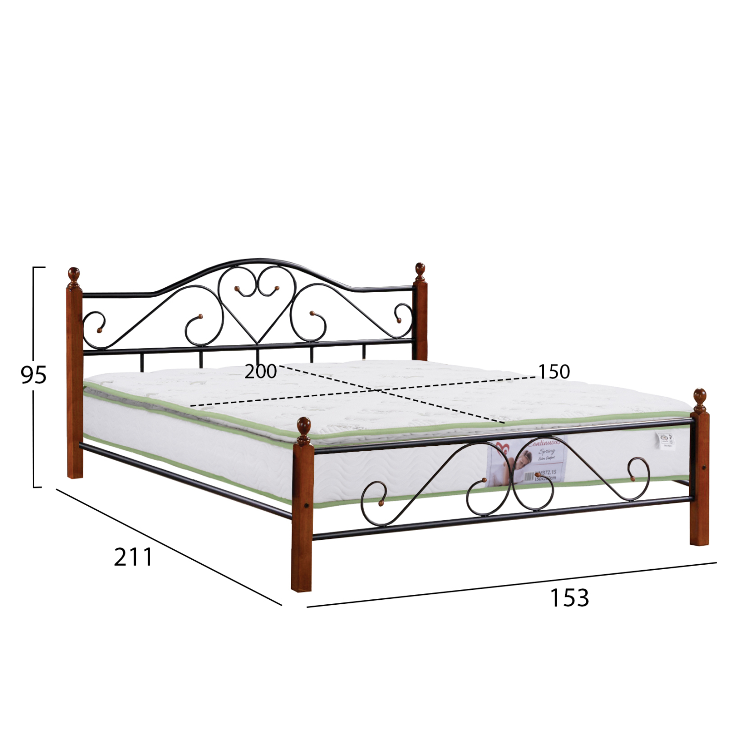 ΚΡΕΒΑΤΙ ΔΙΠΛΟ &amp; ΣΤΡΩΜΑ CANDY HM21327 ΜΕΤΑΛΛΟ &amp; ΞΥΛΟ ΣΕ DIRTY OAK--ΣΤΡΩΜΑ 150x200εκ 3