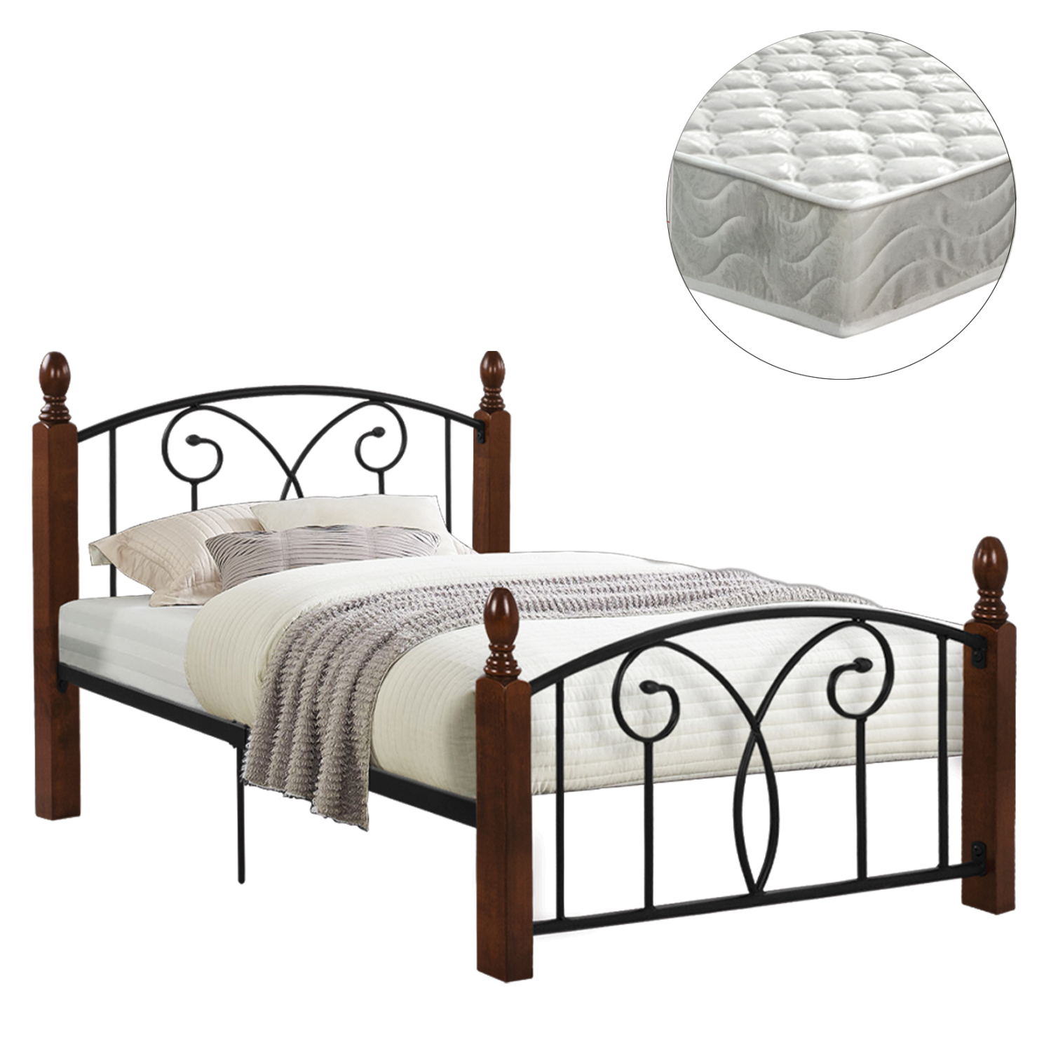 ΚΡΕΒΑΤΙ ΜΟΝΟ &amp; ΣΤΡΩΜΑ SUZIE HM21331 ΜΕΤΑΛΛΟ &amp; ΞΥΛΟ ΣΕ ΚΑΡΥΔΙ--ΣΤΡΩΜΑ 90x190εκ 1