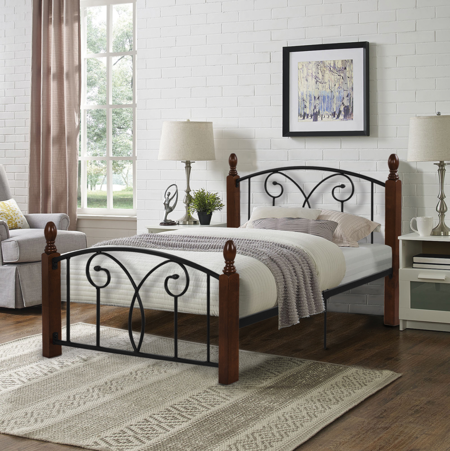 ΚΡΕΒΑΤΙ ΜΟΝΟ &amp; ΣΤΡΩΜΑ SUZIE HM21331 ΜΕΤΑΛΛΟ &amp; ΞΥΛΟ ΣΕ ΚΑΡΥΔΙ--ΣΤΡΩΜΑ 90x190εκ 2