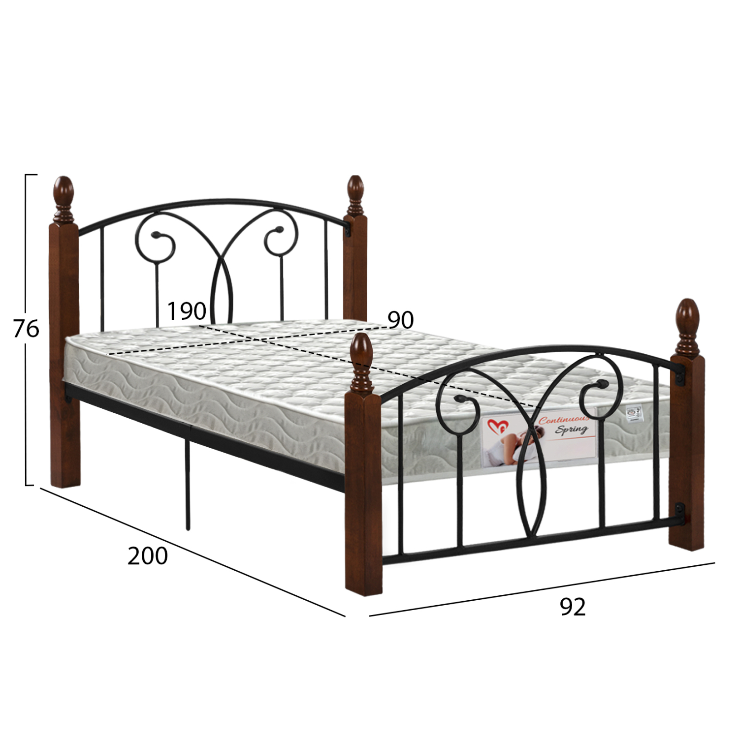 ΚΡΕΒΑΤΙ ΜΟΝΟ &amp; ΣΤΡΩΜΑ SUZIE HM21331 ΜΕΤΑΛΛΟ &amp; ΞΥΛΟ ΣΕ ΚΑΡΥΔΙ--ΣΤΡΩΜΑ 90x190εκ 3