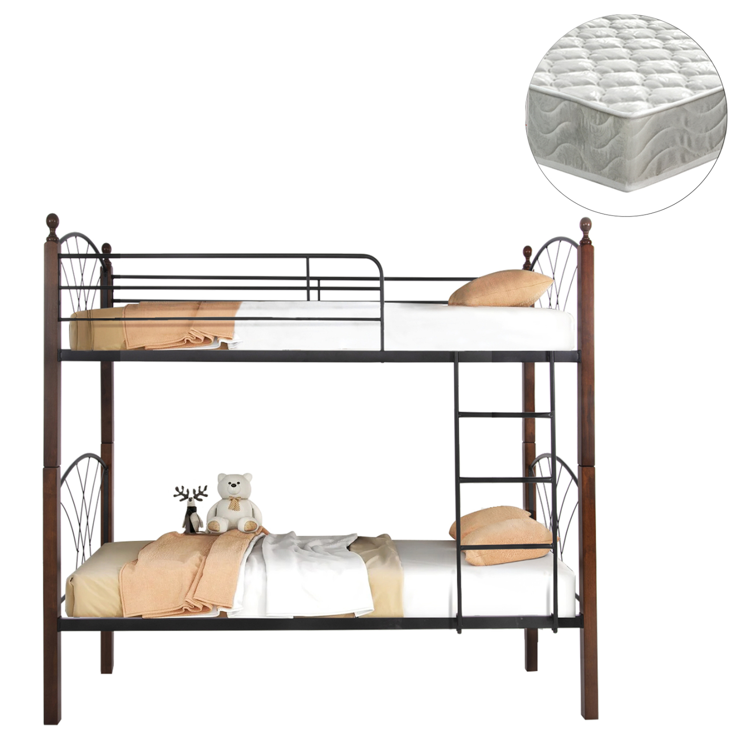 ΚΟΥΚΕΤΑ ΜΕ ΣΤΡΩΜΑΤΑ STOREY HM21334 ΜΕΤΑΛΛΟ &amp; ΞΥΛΟ RUBBERWOOD--ΓΙΑ ΣΤΡΩΜΑΤΑ 90x190εκ. 1