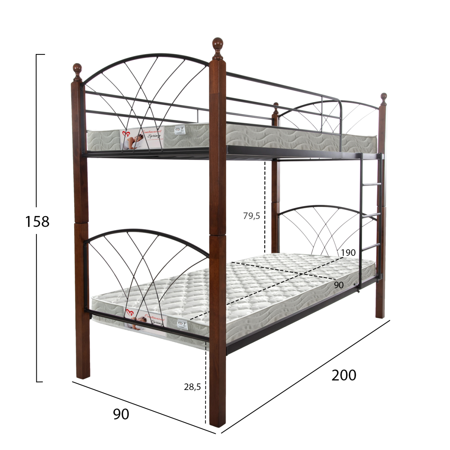 ΚΟΥΚΕΤΑ ΜΕ ΣΤΡΩΜΑΤΑ STOREY HM21334 ΜΕΤΑΛΛΟ &amp; ΞΥΛΟ RUBBERWOOD--ΓΙΑ ΣΤΡΩΜΑΤΑ 90x190εκ. 3