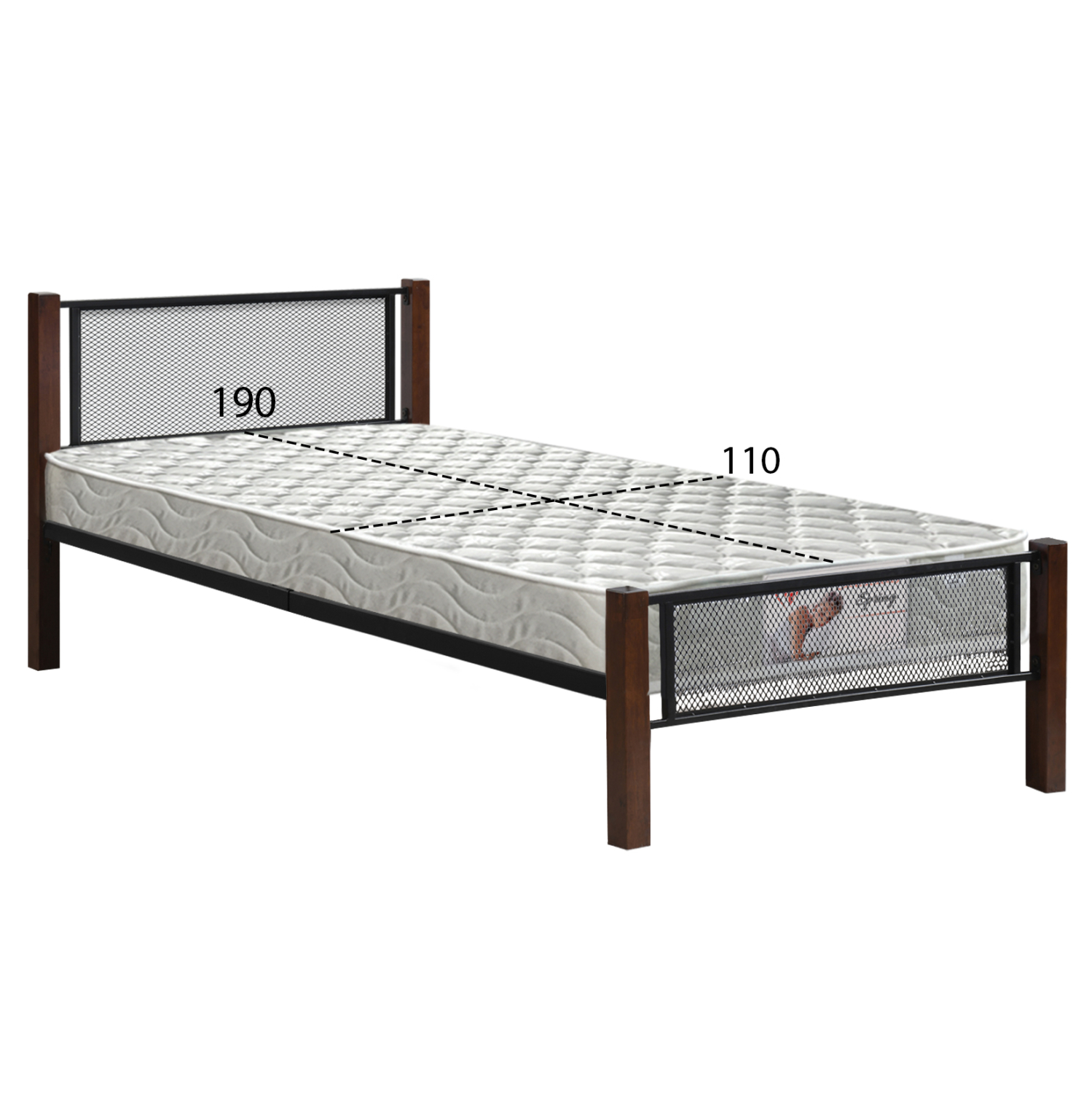 ΚΡΕΒΑΤΙ ΜΟΝΟ &amp; ΣΤΡΩΜΑ RAYVEN HM21335 ΜΕΤΑΛΛΟ &amp; ΞΥΛΟ ΣΕ DIRTY OAK--ΣΤΡΩΜΑ 90x190εκ 3