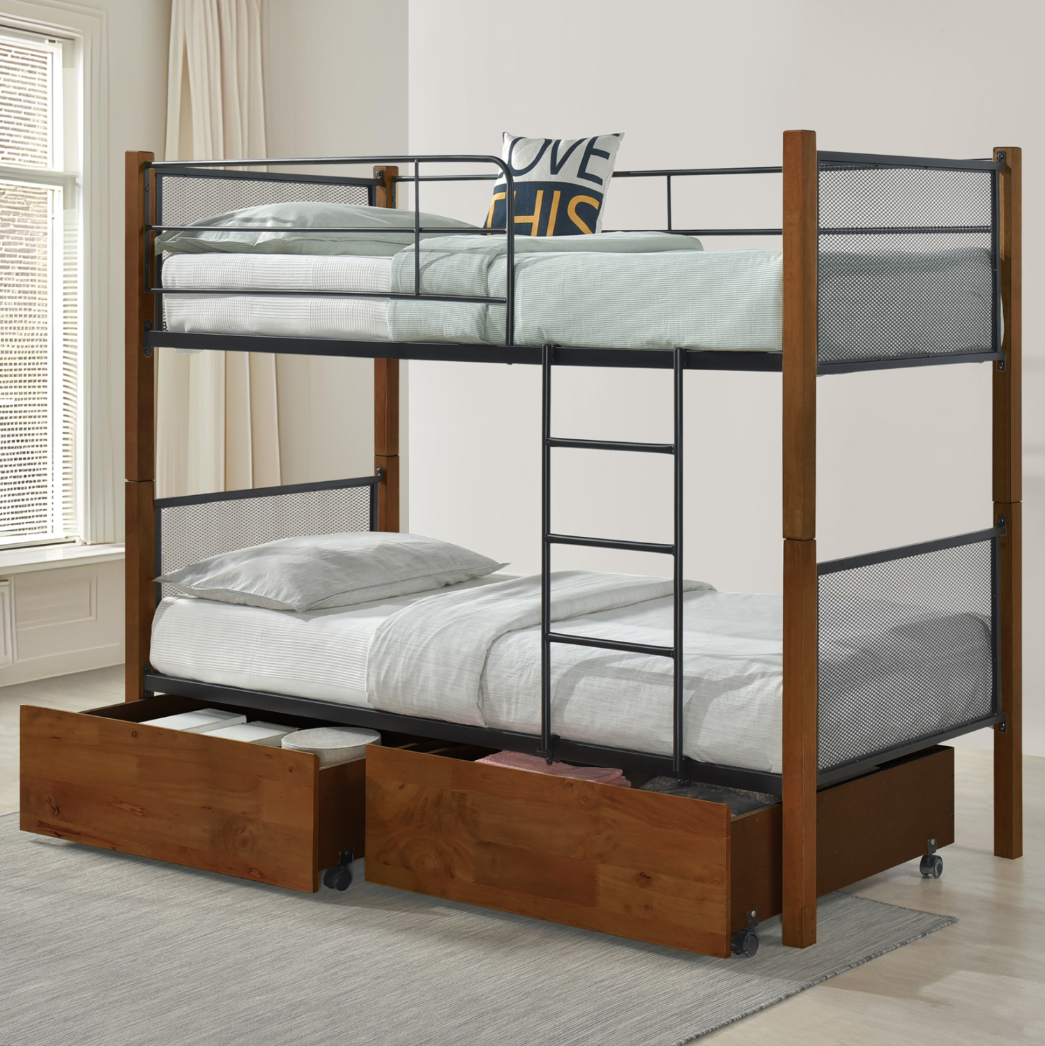 ΚΟΥΚΕΤΑ ΜΕ 2 ΣΥΡΤΑΡΙΑ &amp; 2 ΣΤΡΩΜΑΤΑ 90X190εκ RAYVEN HM21336 ΞΥΛΟ ΚΑΙ ΜΕΤΑΛΛΟ 2