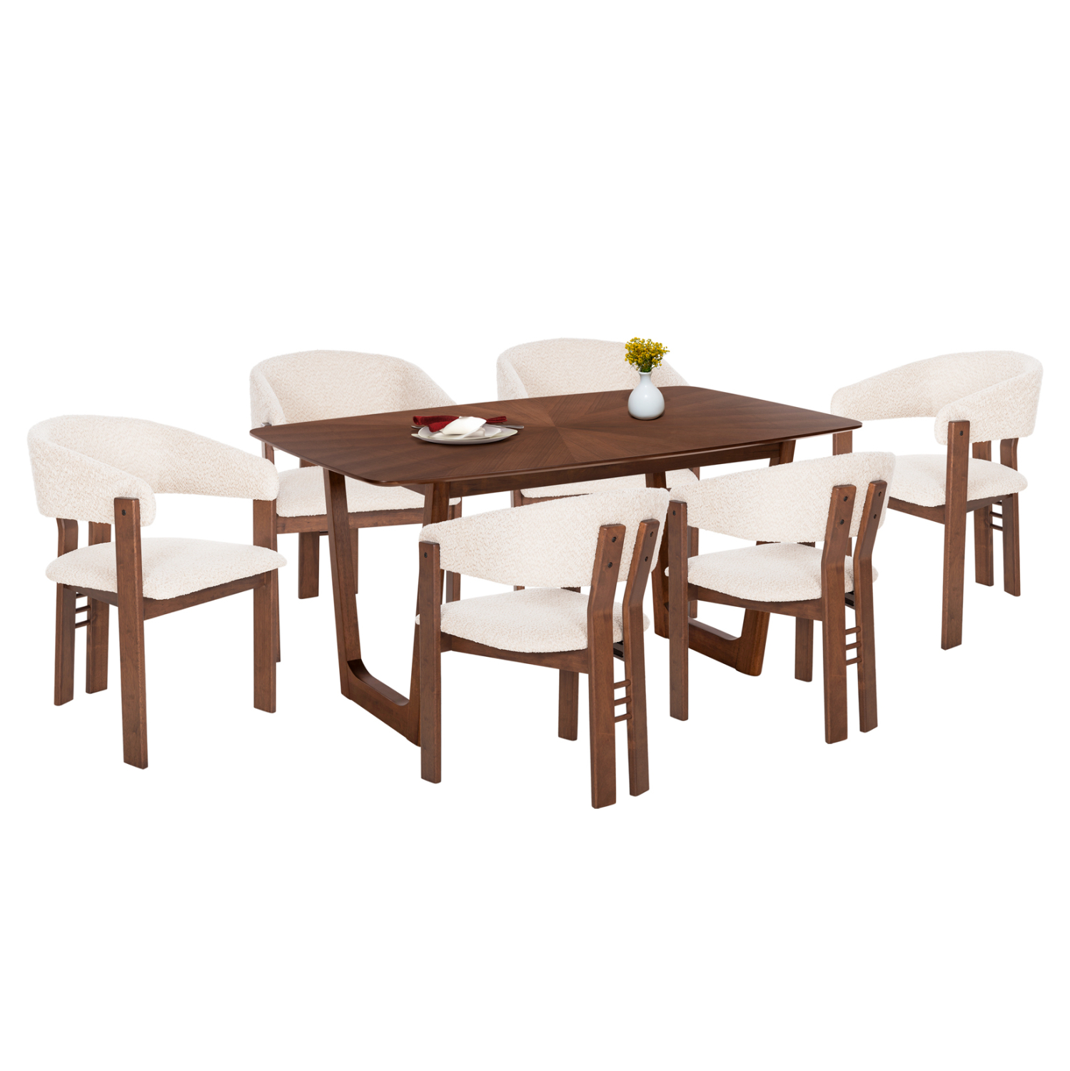 ΣΕΤ ΤΡΑΠΕΖΑΡΙΑΣ 7ΤΜΧ ZARRA HM21338.01 ΤΡΑΠΕΖΙ ΑΠΟ MDF--ΚΑΡΕΚΛΕΣ ΜΕ ΜΠΟΥΚΛΕ ΥΦΑΣΜΑ 1