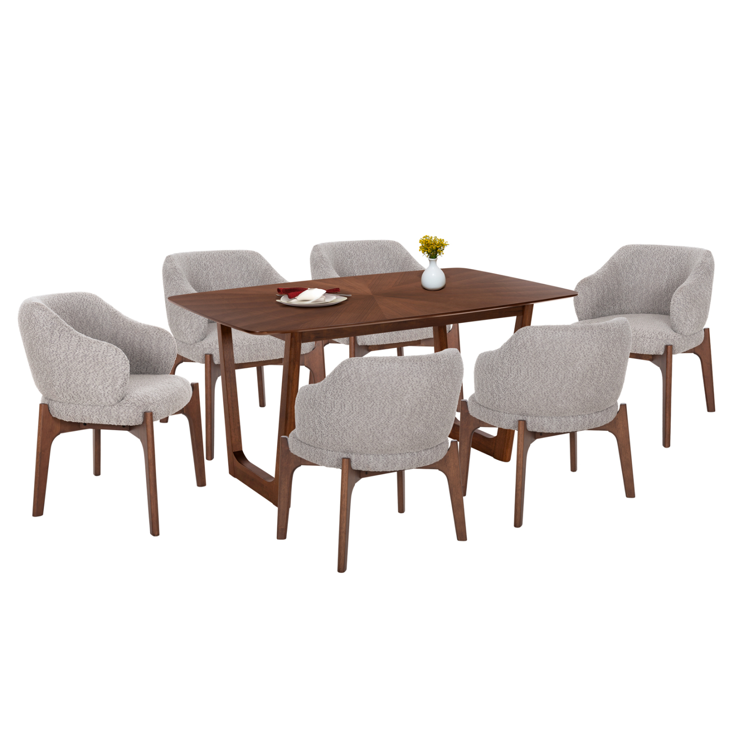 ΣΕΤ ΤΡΑΠΕΖΑΡΙΑΣ 7ΤΜΧ ABAI HM21338.02 ΤΡΑΠΕΖΙ ΑΠΟ MDF--ΚΑΡΕΚΛΕΣ ΜΕ ΜΠΟΥΚΛΕ ΥΦΑΣΜΑ 1