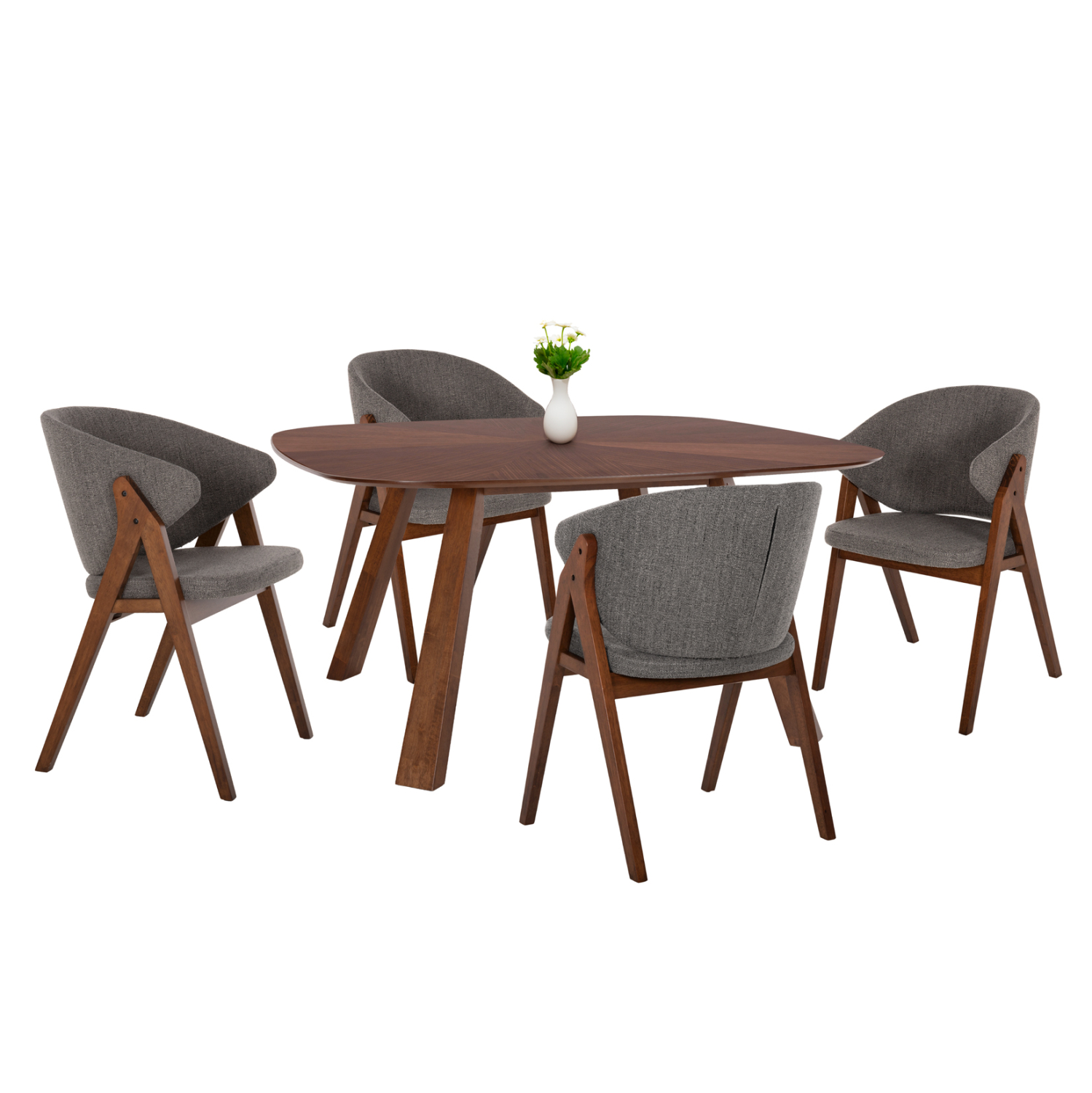 ΣΕΤ ΤΡΑΠΕΖΑΡΙΑΣ 5ΤΜΧ HANA HM21340.02 ΤΡΑΠΕΖΙ ΑΠΟ MDF--ΚΑΡΕΚΛΕΣ ΑΠΟ RUBBERWOOD 1