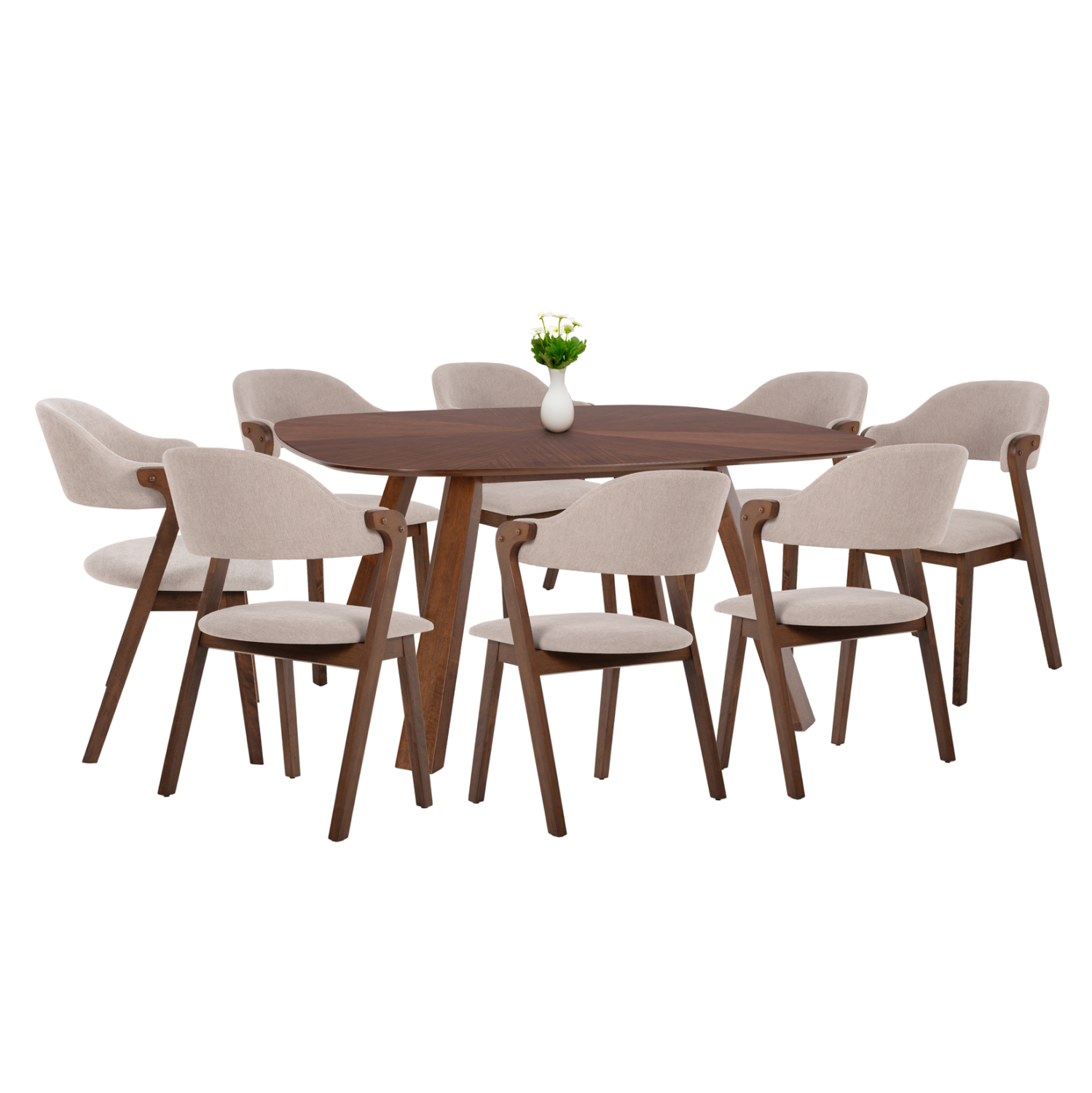 ΣΕΤ ΤΡΑΠΕΖΑΡΙΑΣ 9ΤΜΧ RIDER HM21341 ΤΡΑΠΕΖΙ ΑΠΟ MDF--ΚΑΡΕΚΛΕΣ RUBBERWOOD &amp; ΥΦΑΣΜΑ 1