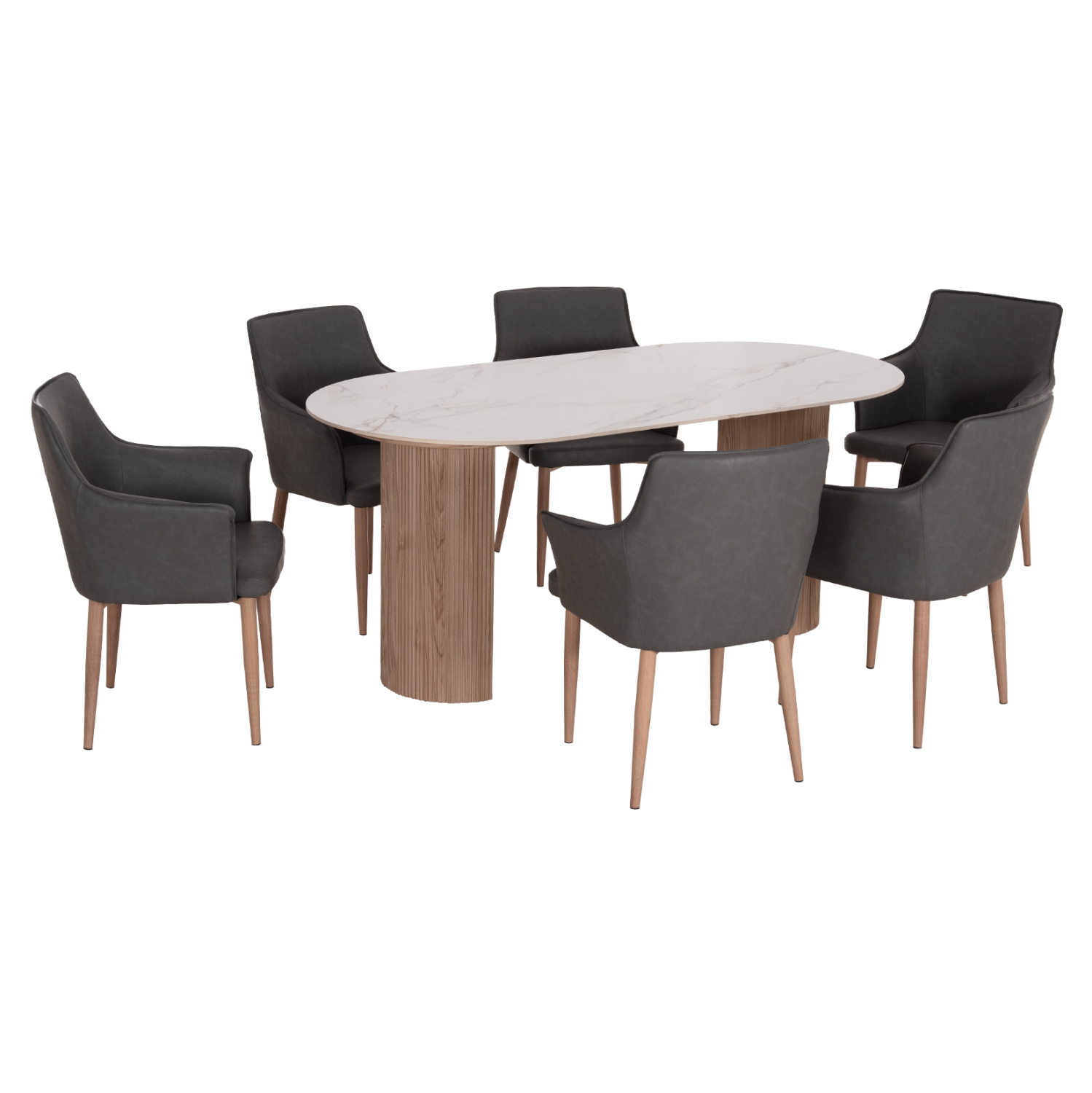 ΣΕΤ ΤΡΑΠΕΖΑΡΙΑΣ 7ΤΜΧ MELLOW HM21360 ΚΕΡΑΜΙΚΟ TOP/MDF ΠΟΔΙΑ--PU ΓΚΡΙ/ΜΕΤΑΛ.ΠΟΔΙΑ 1