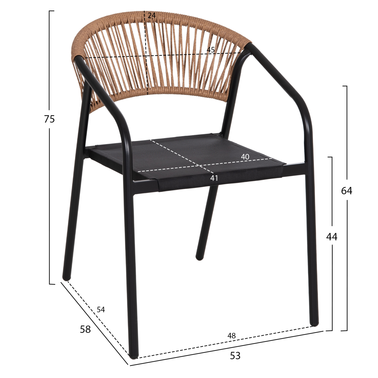 ΣΕΤ ΤΡΑΠΕΖΑΡΙΑΣ 5ΤΜΧ ADAM HM10727.03 ΚΑΡΕΚΛΕΣ ΜΕΤΑΛΛΙΚΕΣ &amp; ΤΡΑΠΕΖΙ 120x70εκ ΜΑΥΡΟ 3