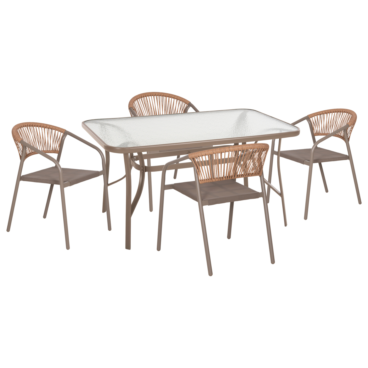ΣΕΤ ΤΡΑΠΕΖΑΡΙΑΣ 5ΤΜΧ BRUNO HM10727.04 ΚΑΡΕΚΛΕΣ ΜΕΤΑΛΛΙΚΕΣ &amp; ΤΡΑΠΕΖΙ 140x80εκ ΣΑΜΠΑΝΙ 1