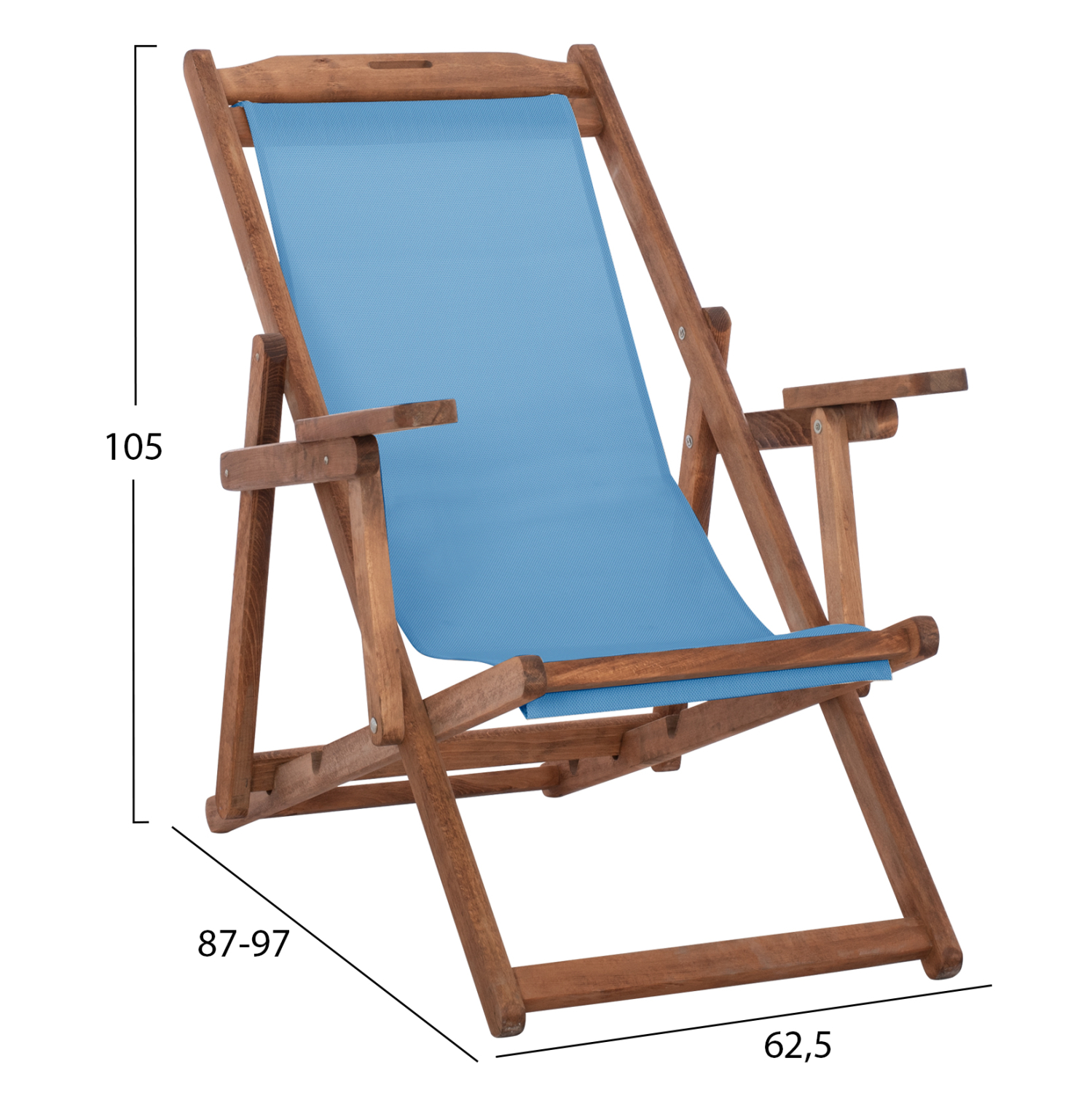 ΣΕΖΛΟΝΓΚ ΜΕ ΜΠΡΑΤΣΑ ΛΗΜΝΟΣ &amp; PVC ΓΑΛΑΖΙΟ HM11708.08T ΞΥΛΟ ΟΞΙΑΣ ΚΑΡΥΔΙ 62.5x97x105Υεκ 2