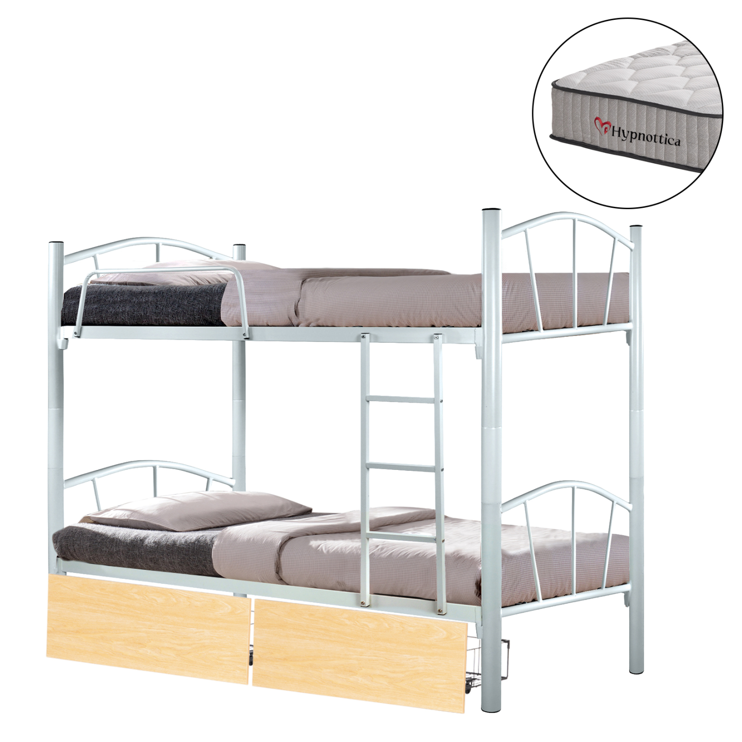 ΚΟΥΚΕΤΑ ΜΕ 2 ΣΥΡΤΑΡΙΑ SONAMA &amp; ΣΤΡΩΜΑΤΑ 90X190εκ FLOOR HM10749.02 ΜΕΤΑΛΛΟ ΛΕΥΚΟ 1