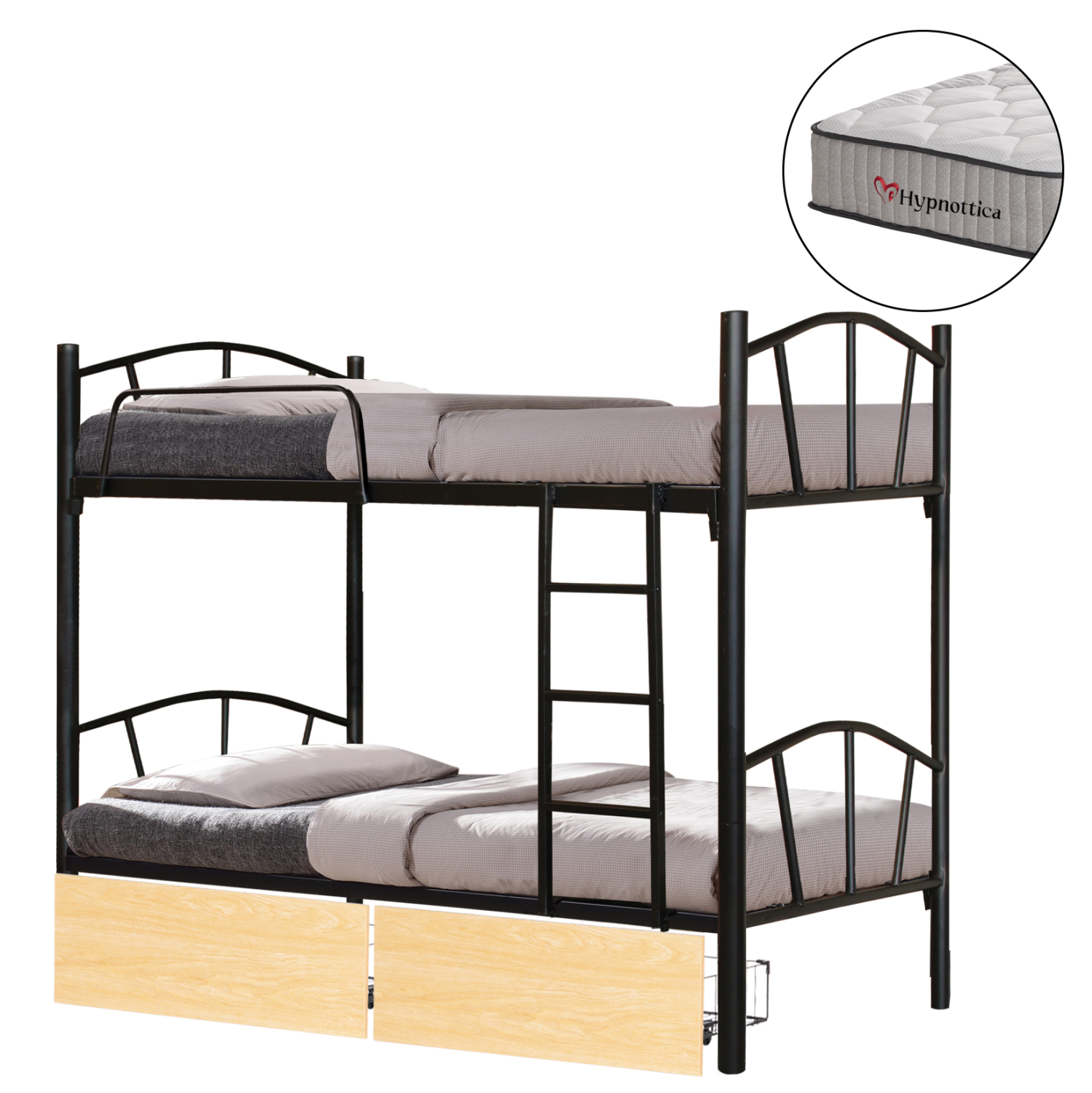 ΚΟΥΚΕΤΑ ΜΕ 2 ΣΥΡΤΑΡΙΑ SONAMA &amp; ΣΤΡΩΜΑΤΑ 90X190εκ FLOOR HM10749.04 ΜΕΤΑΛΛΟ ΜΑΥΡΟ 1