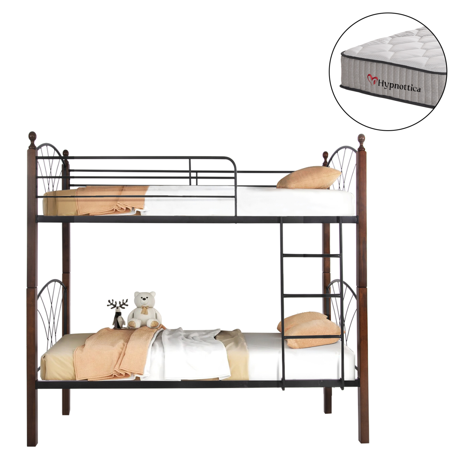 ΚΟΥΚΕΤΑ ΜΕ ΣΤΡΩΜΑΤΑ STOREY HM10749.10 ΜΕΤΑΛΛΟ &amp; ΞΥΛΟ RUBBERWOOD--ΣΤΡΩΜΑΤΑ 90x190εκ. 1