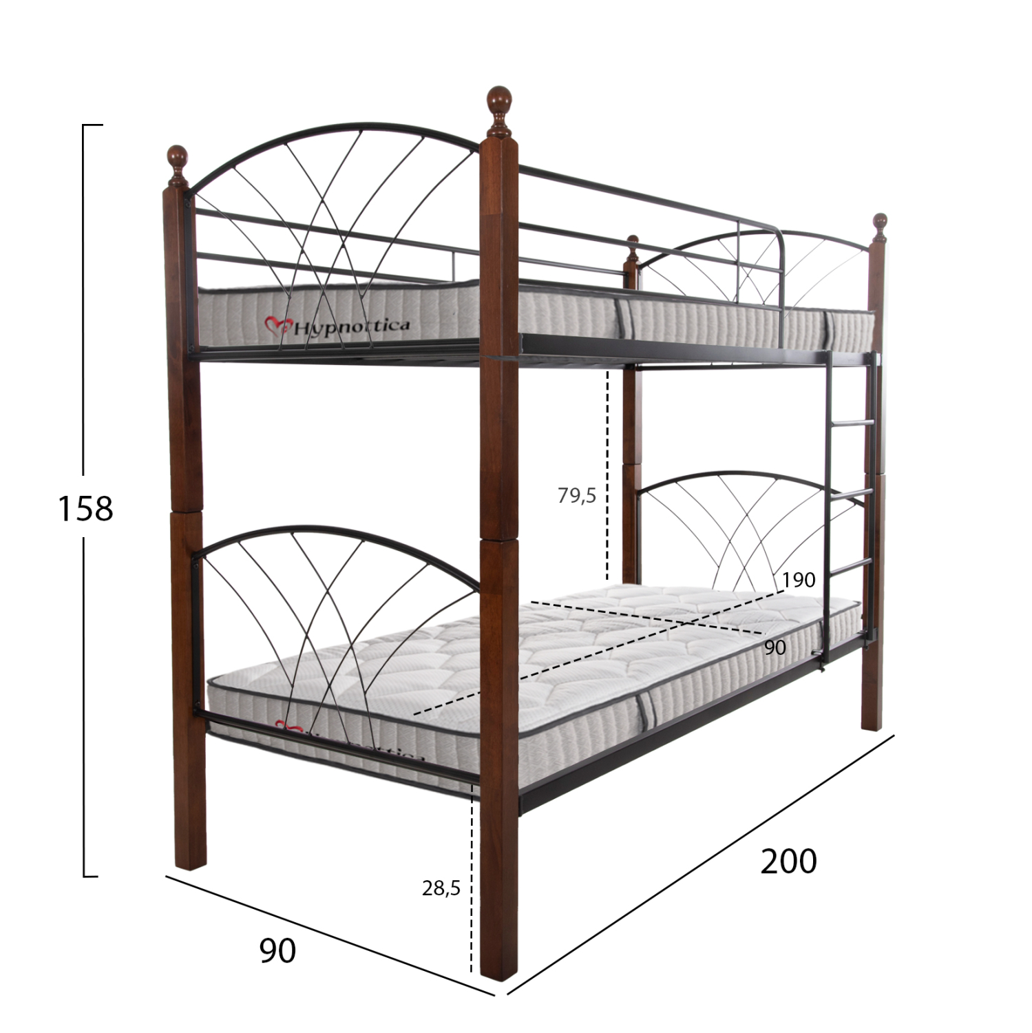 ΚΟΥΚΕΤΑ ΜΕ ΣΤΡΩΜΑΤΑ STOREY HM10749.10 ΜΕΤΑΛΛΟ &amp; ΞΥΛΟ RUBBERWOOD--ΣΤΡΩΜΑΤΑ 90x190εκ. 3