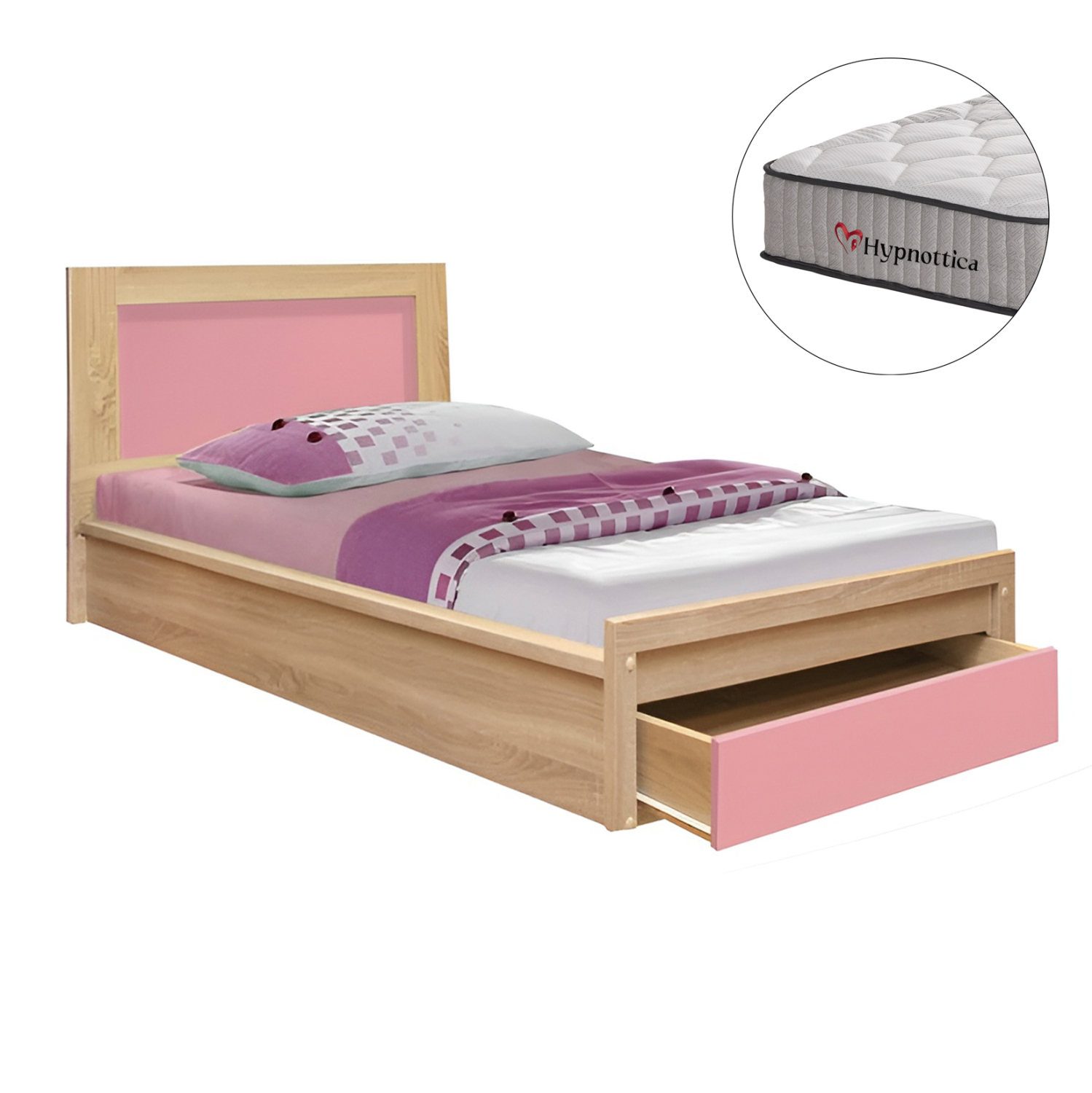ΚΡΕΒΑΤΙ ΠΑΙΔΙΚΟ ΜΕ ΣΥΡΤΑΡΙ PLAYROOM HM10752.02 ΜΕΛΑΜΙΝΗ SONAMA/ΡΟΖ--ΣΤΡΩΜΑ 90x190εκ 1