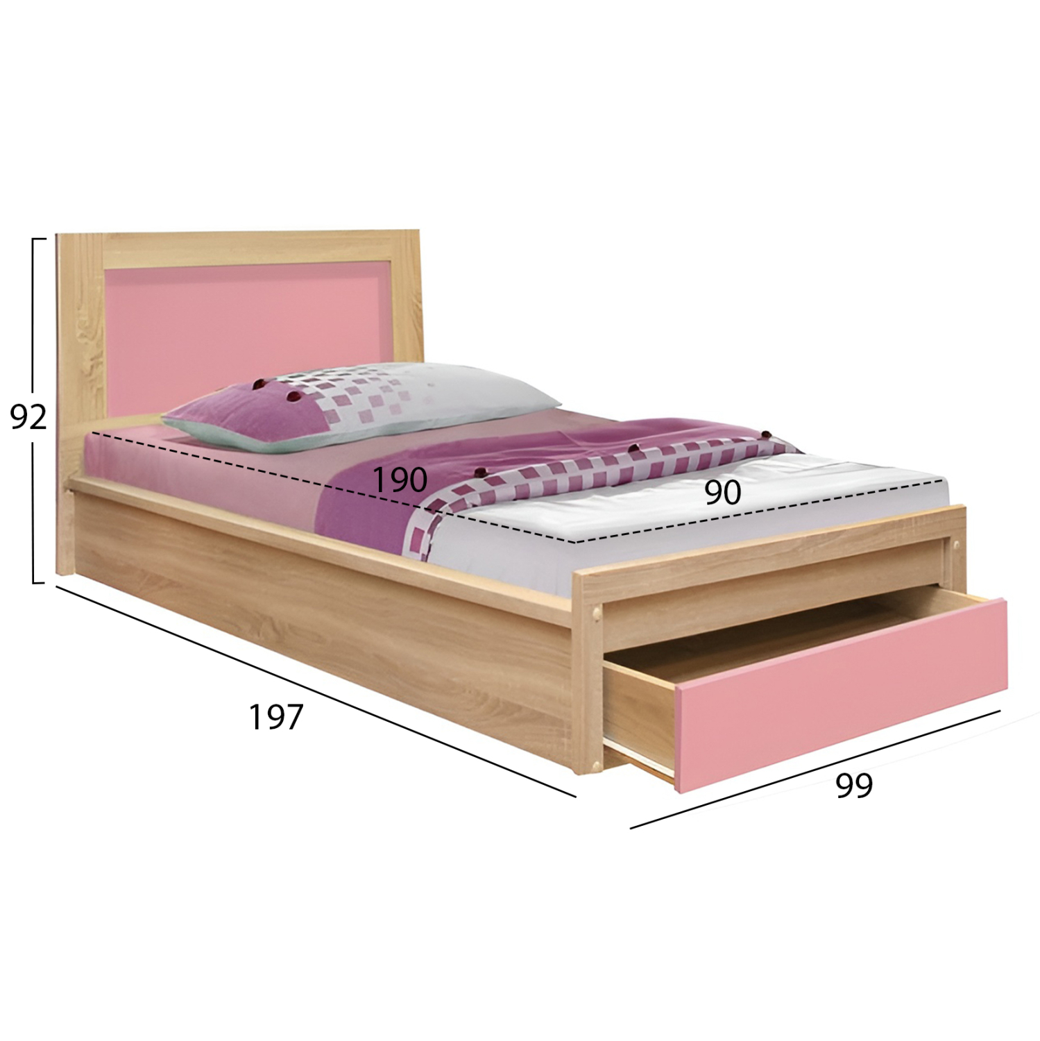 ΚΡΕΒΑΤΙ ΠΑΙΔΙΚΟ ΜΕ ΣΥΡΤΑΡΙ PLAYROOM HM10752.02 ΜΕΛΑΜΙΝΗ SONAMA/ΡΟΖ--ΣΤΡΩΜΑ 90x190εκ 2
