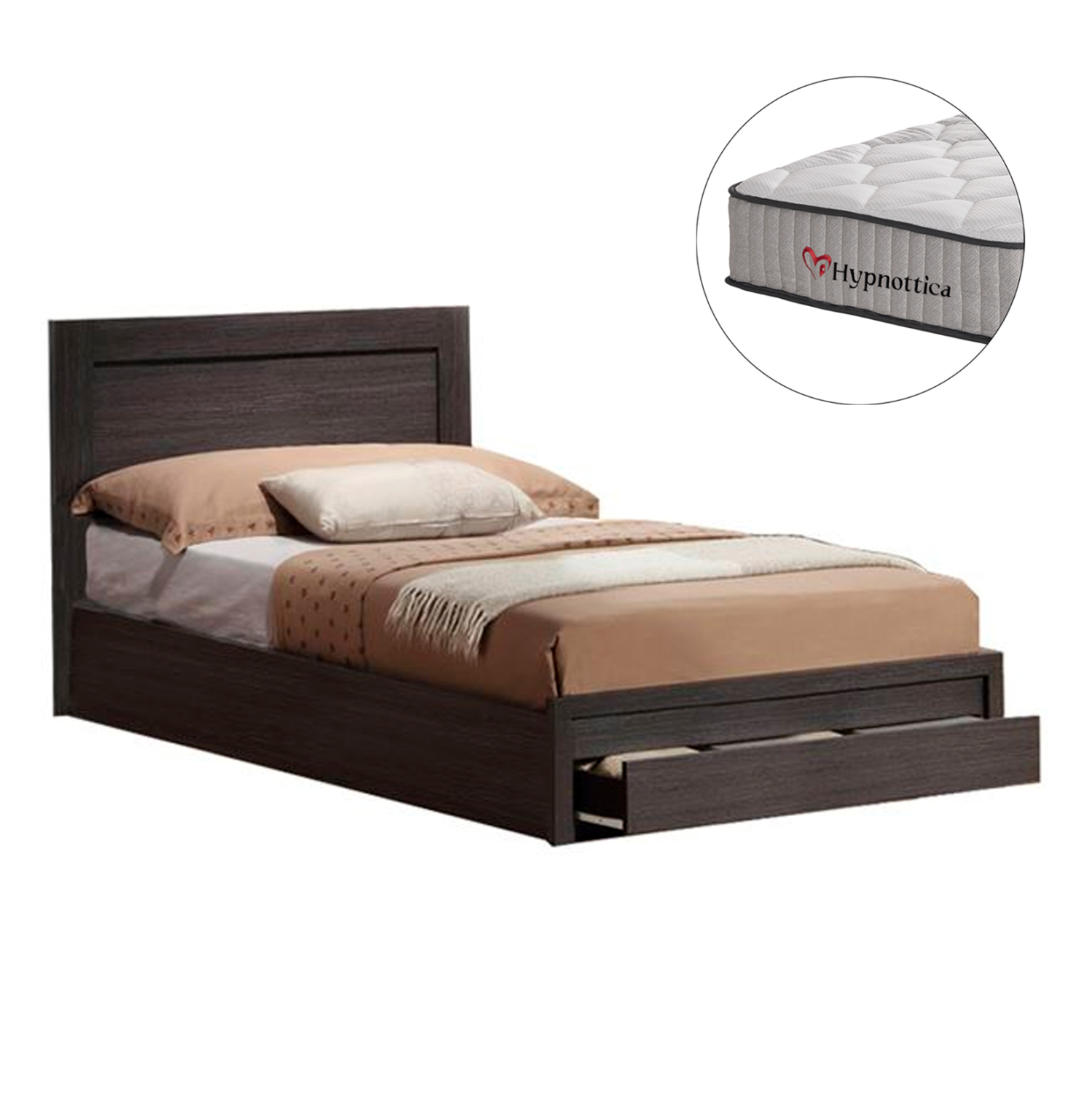 ΚΡΕΒΑΤΙ ΜΟΝΟ ΜΕ ΣΥΡΤΑΡΙ &amp; ΣΤΡΩΜΑ MELANY HM10756.02 ΜΕΛΑΜΙΝΗ ZEBRANO--ΓΙΑ 90x190εκ 1