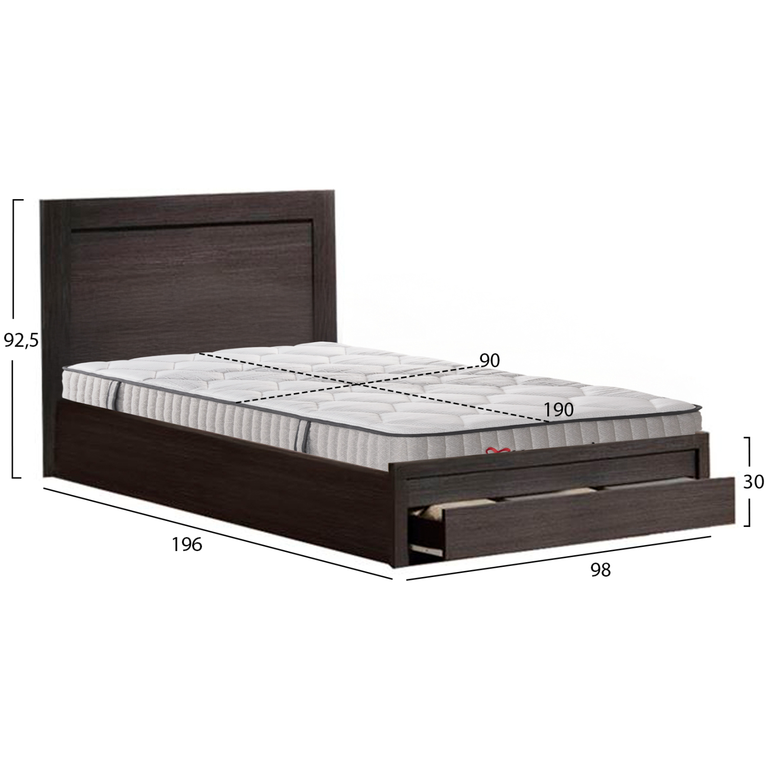 ΚΡΕΒΑΤΙ ΜΟΝΟ ΜΕ ΣΥΡΤΑΡΙ &amp; ΣΤΡΩΜΑ MELANY HM10756.02 ΜΕΛΑΜΙΝΗ ZEBRANO--ΓΙΑ 90x190εκ 2