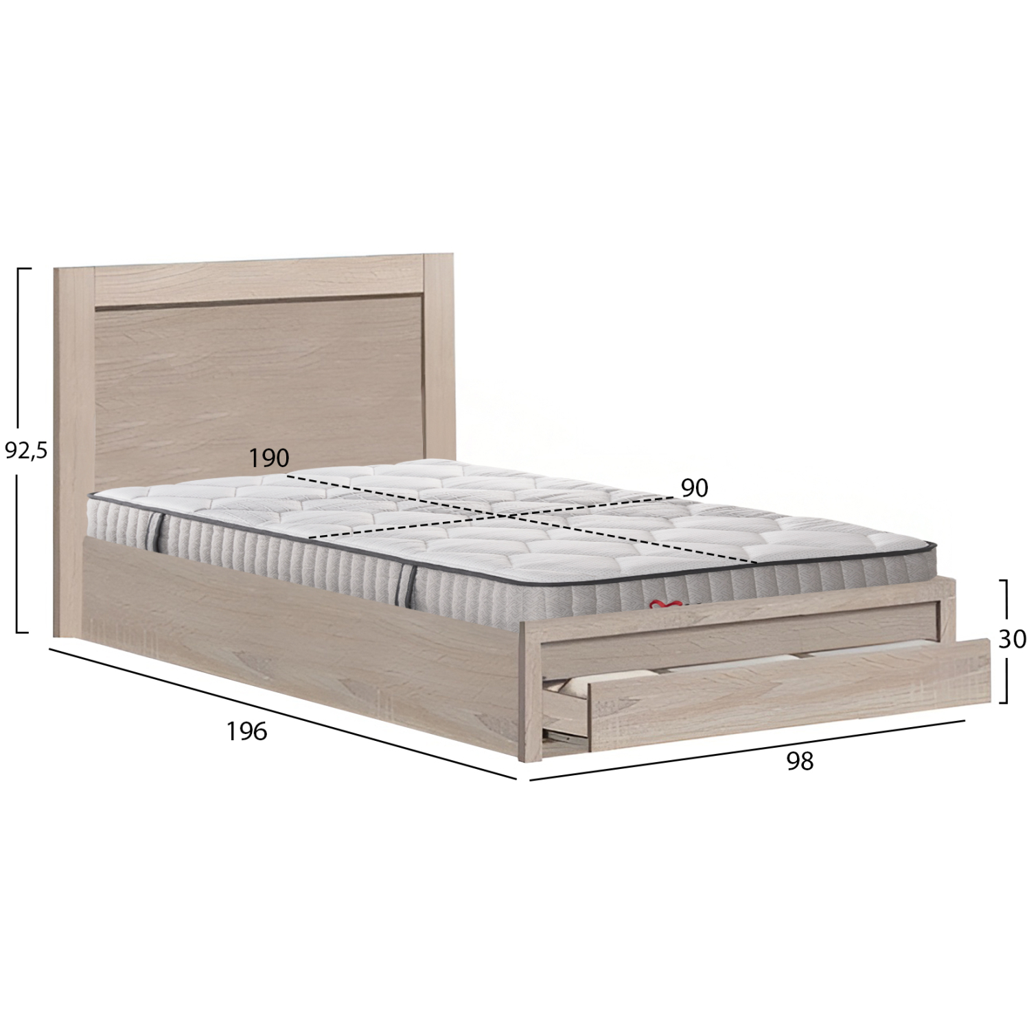 ΚΡΕΒΑΤΙ ΜΟΝΟ ΜΕ ΣΥΡΤΑΡΙ &amp; ΣΤΡΩΜΑ MELANY HM10756.03 ΜΕΛΑΜΙΝΗ SONAMA--ΓΙΑ 90x190εκ 2