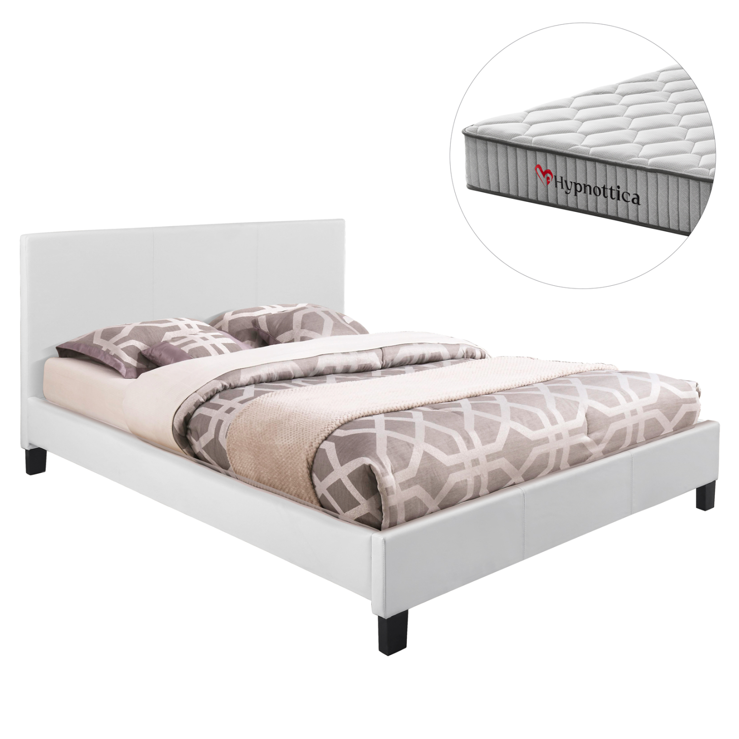 ΚΡΕΒΑΤΙ ΜΕ ΣΤΡΩΜΑ BECCA HM10760.01 ΛΕΥΚΟ PU--ΓΙΑ 150x200εκ 1