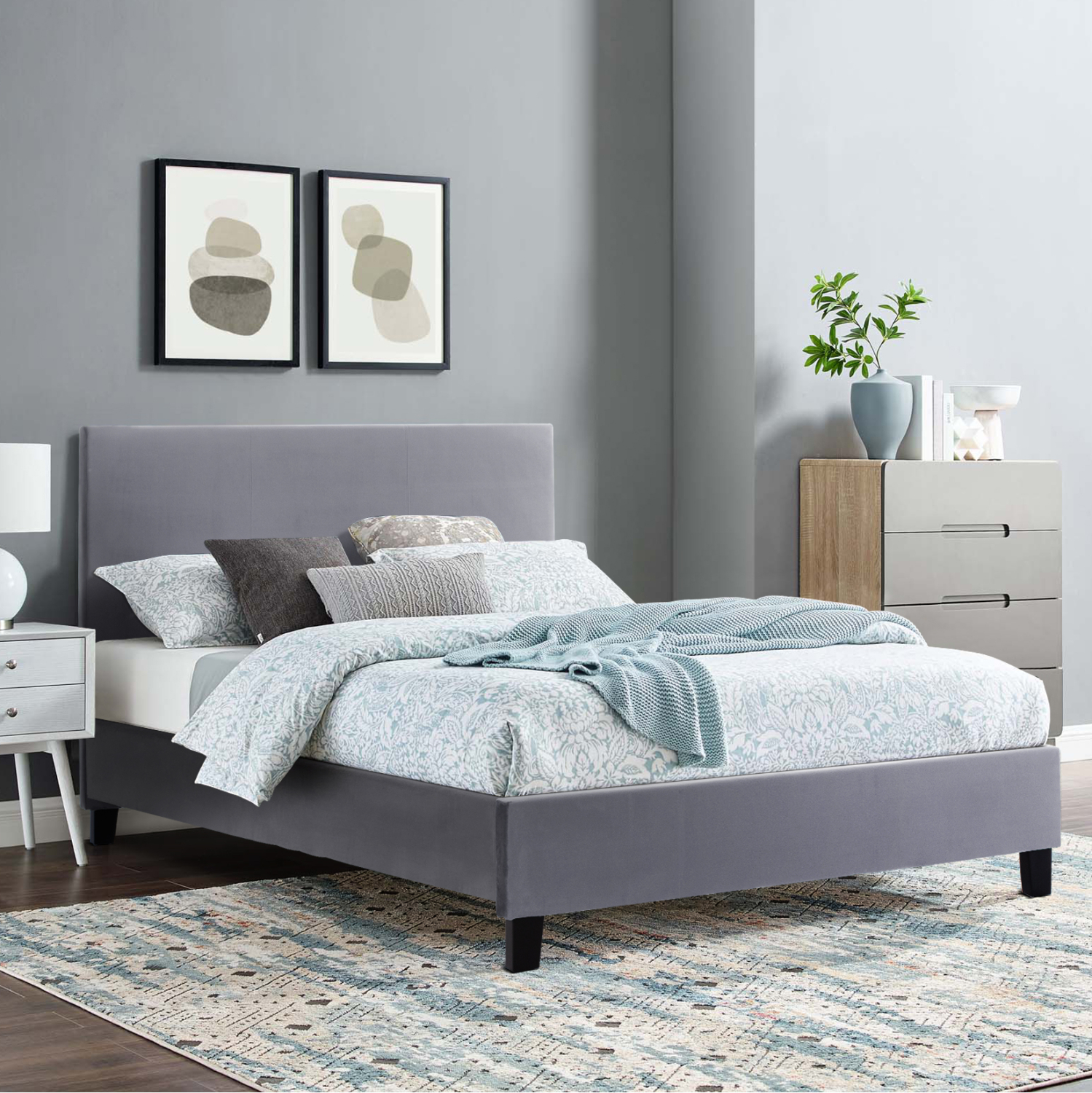 ΚΡΕΒΑΤΙ ΜΕ ΣΤΡΩΜΑ BECCA HM10760.02 ΓΚΡΙ ΥΦΑΣΜΑ--ΓΙΑ 150x200εκ 2
