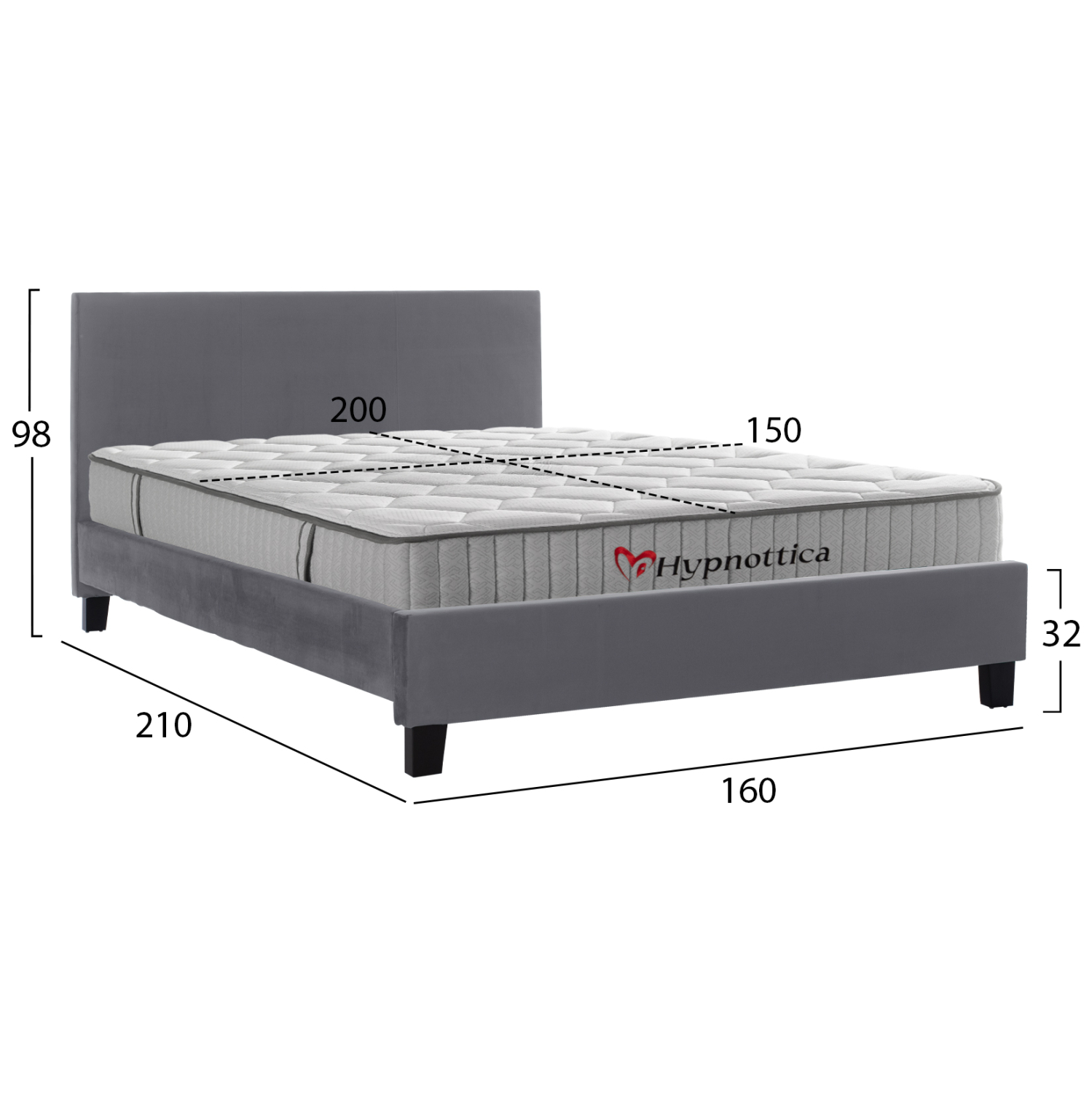 ΚΡΕΒΑΤΙ ΜΕ ΣΤΡΩΜΑ BECCA HM10760.02 ΓΚΡΙ ΥΦΑΣΜΑ--ΓΙΑ 150x200εκ 3