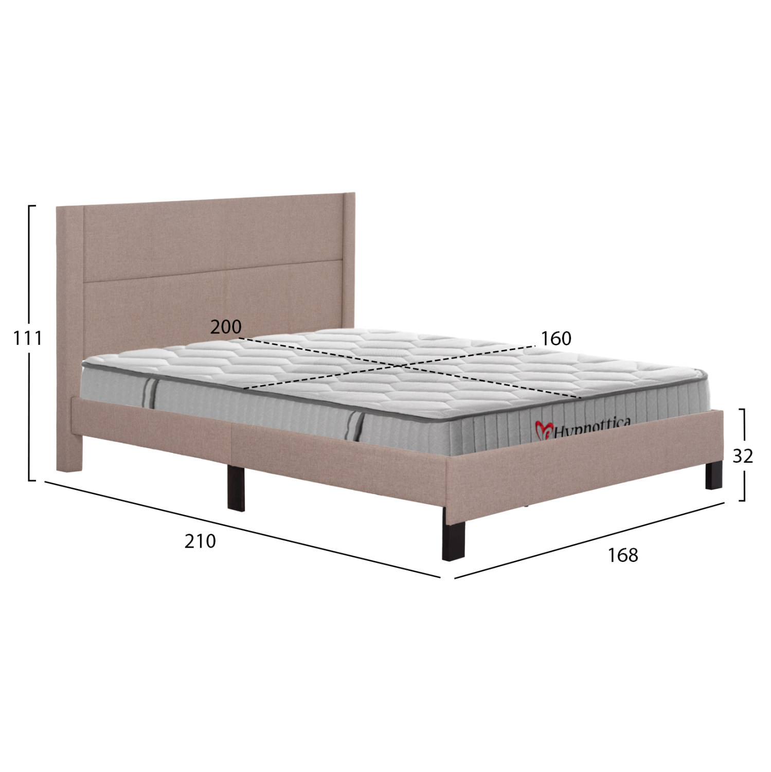 ΚΡΕΒΑΤΙ ΔΙΠΛΟ &amp; ΣΤΡΩΜΑ TRILLOP HM10763.03 ΜΠΕΖ ΥΦΑΣΜΑ--ΓΙΑ 160x200εκ 3