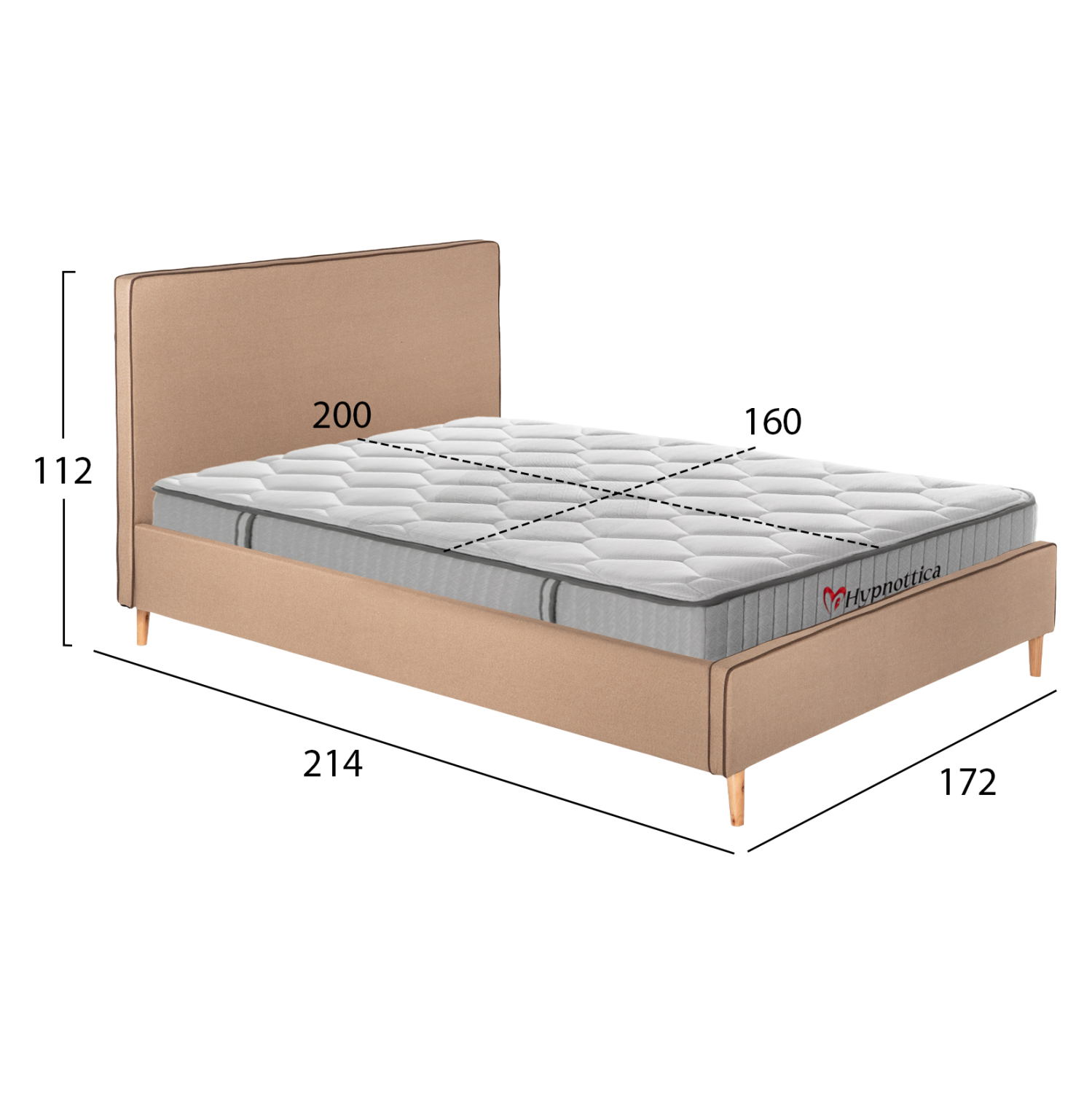 ΚΡΕΒΑΤΙ ΔΙΠΛΟ ΜΕ ΣΤΡΩΜΑ INDRA HM10769.02 ΜΠΕΖ ΥΦΑΣΜΑ--ΓΙΑ ΣΤΡΩΜΑ 160x200εκ 3