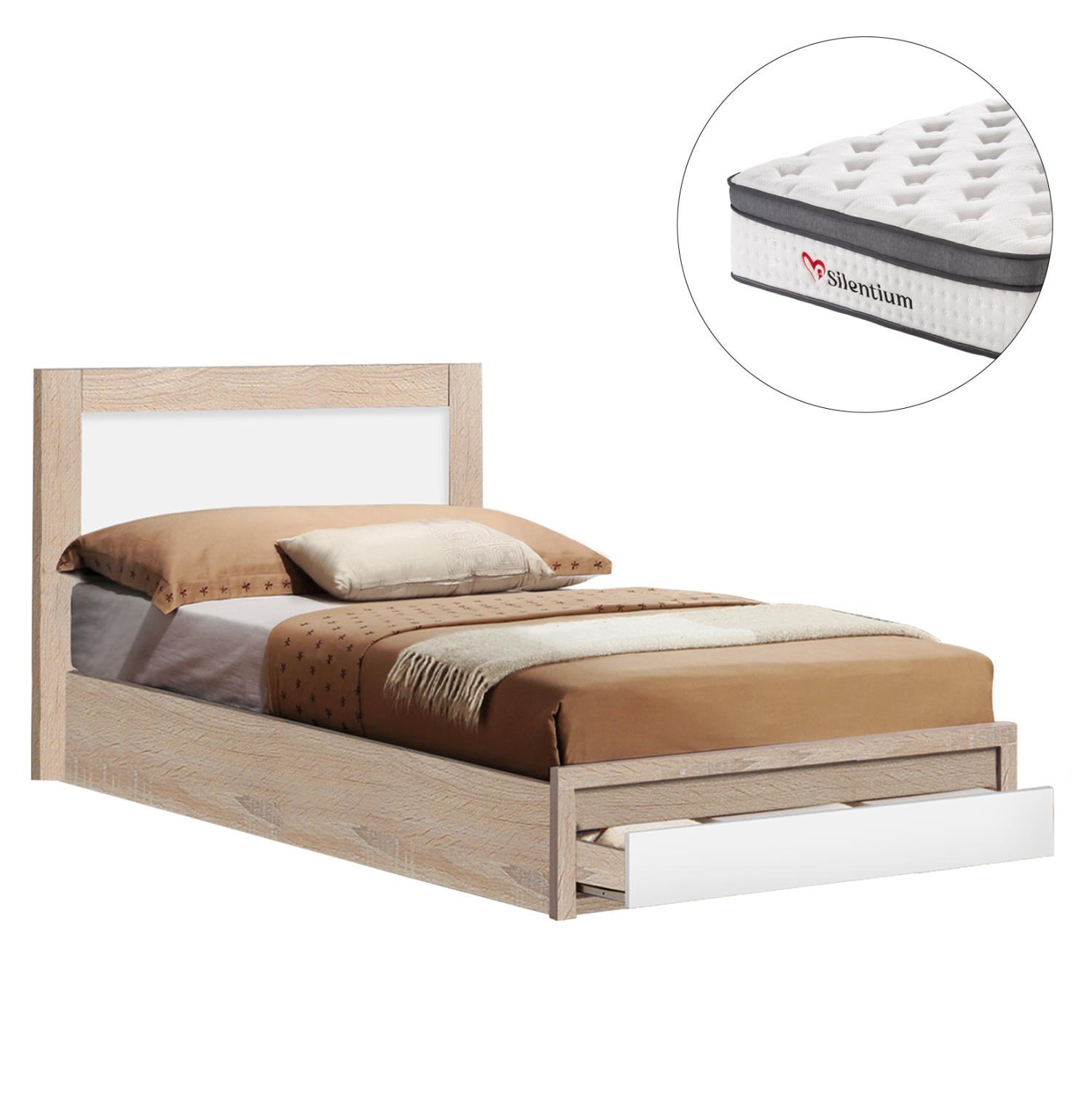 ΚΡΕΒΑΤΙ ΜΟΝΟ ΜΕ ΣΥΡΤΑΡΙ &amp; ΣΤΡΩΜΑ MELANY HM10745 ΜΕΛΑΜΙΝΗ SONAMA/ΛΕΥΚΟ--ΓΙΑ 90x190εκ 1