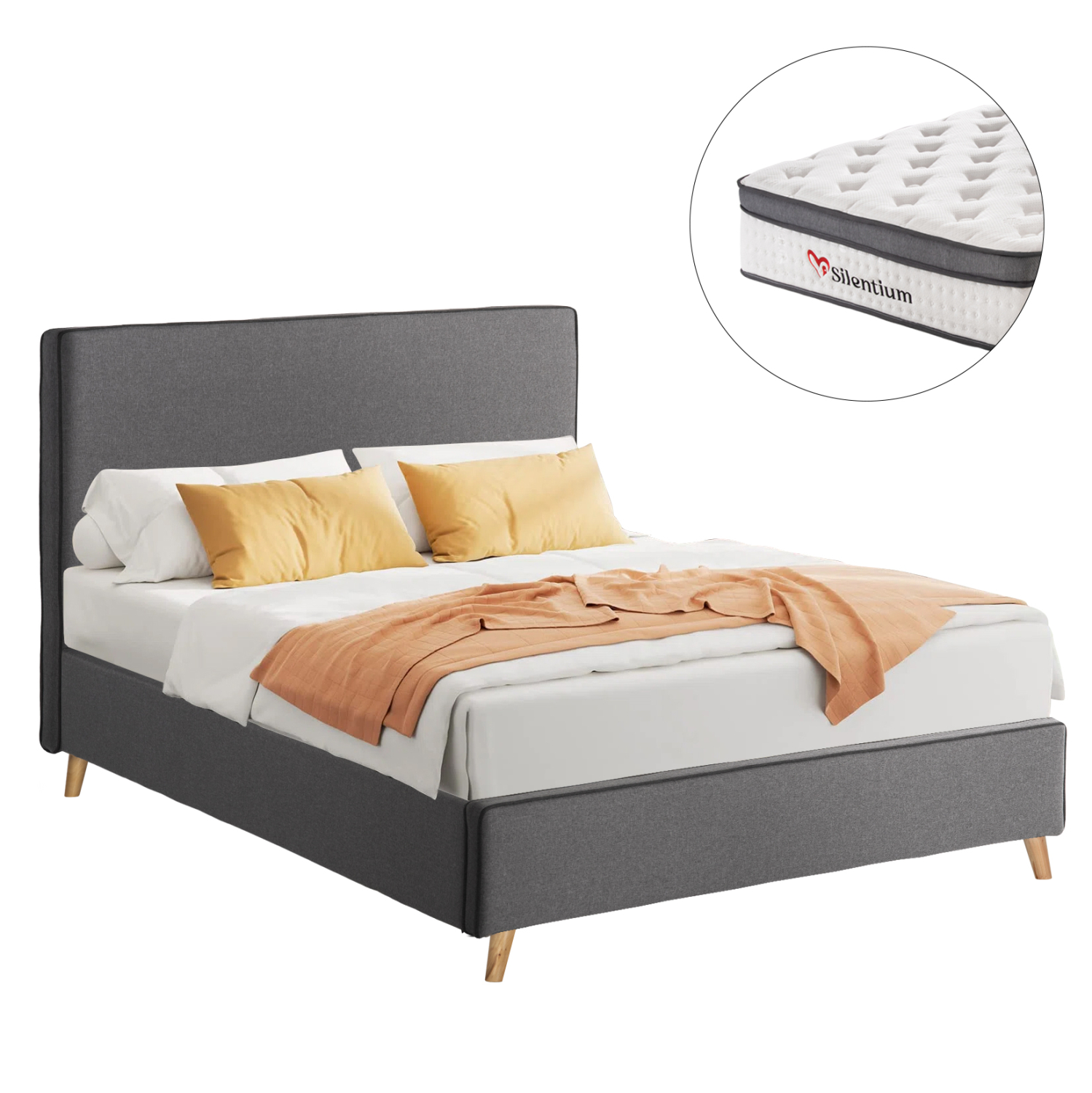 ΚΡΕΒΑΤΙ ΗΜΙΔΙΠΛΟ ΜΕ ΣΤΡΩΜΑ MAYLIN HM10802.02 ΓΚΡΙ ΥΦΑΣΜΑ--ΣΤΡΩΜΑ 120Χ200εκ 1