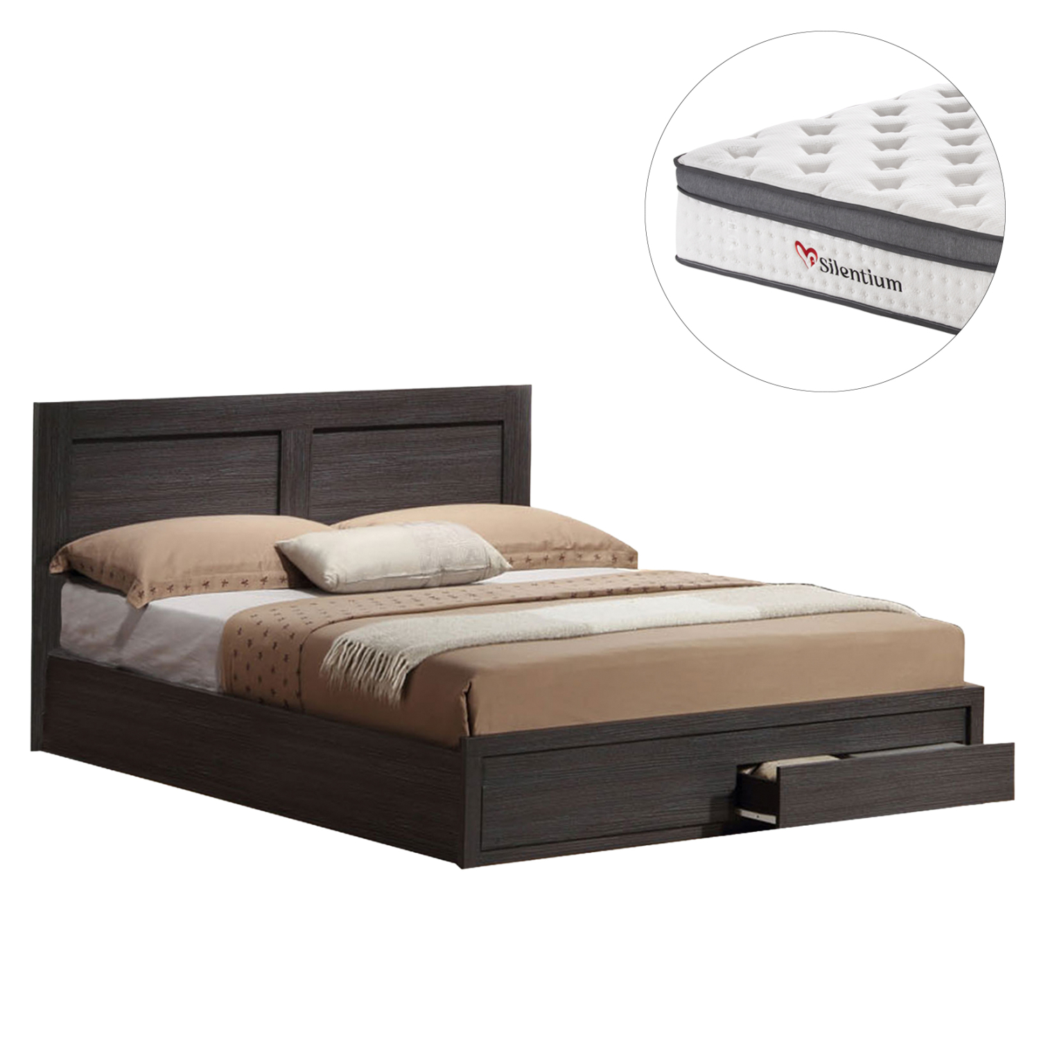 ΚΡΕΒΑΤΙ ΔΙΠΛΟ CAPRI ΜΕ 2 ΣΥΡΤΑΡΙΑ &amp; ΣΤΡΩΜΑ HM10747.01 ΜΕΛΑΜΙΝΗ ZEBRANO-ΓΙΑ 140x200εκ 1