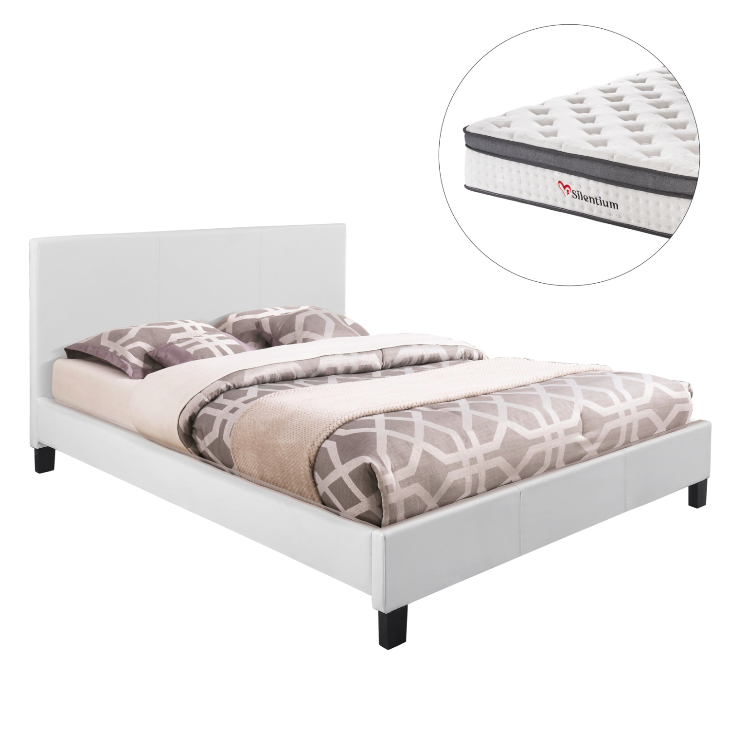 ΚΡΕΒΑΤΙ ΜΕ ΣΤΡΩΜΑ BECCA HM10803.01 ΛΕΥΚΟ PU--ΓΙΑ 150x200εκ 1