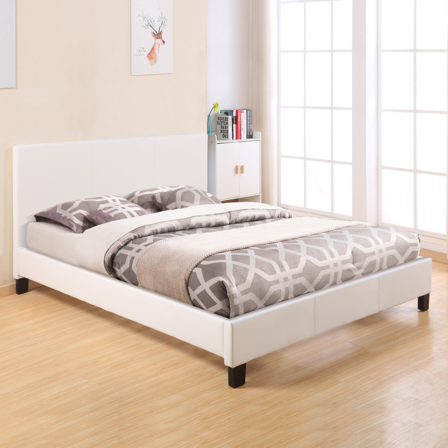 ΚΡΕΒΑΤΙ ΜΕ ΣΤΡΩΜΑ BECCA HM10803.01 ΛΕΥΚΟ PU--ΓΙΑ 150x200εκ 2