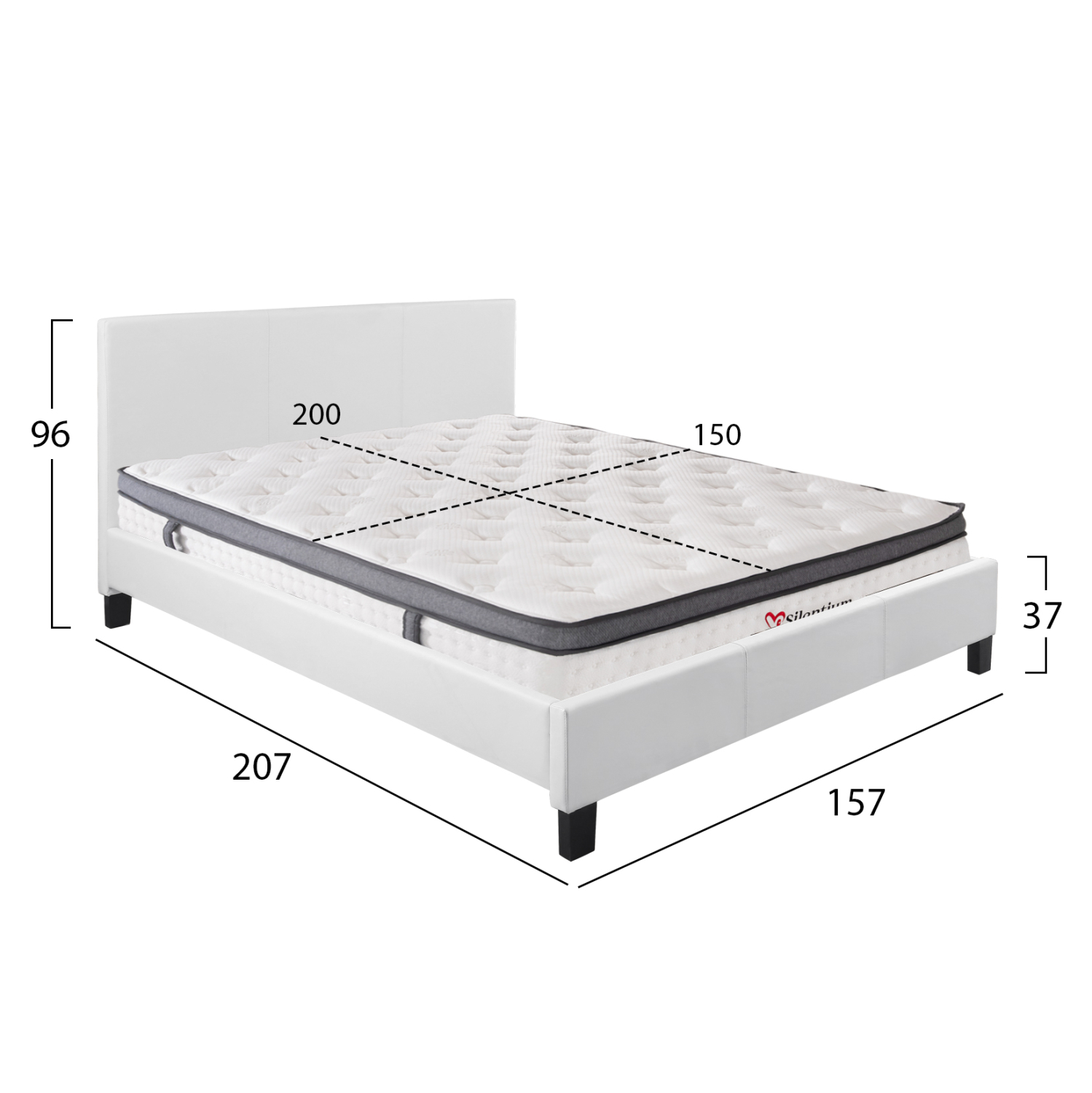 ΚΡΕΒΑΤΙ ΜΕ ΣΤΡΩΜΑ BECCA HM10803.01 ΛΕΥΚΟ PU--ΓΙΑ 150x200εκ 3