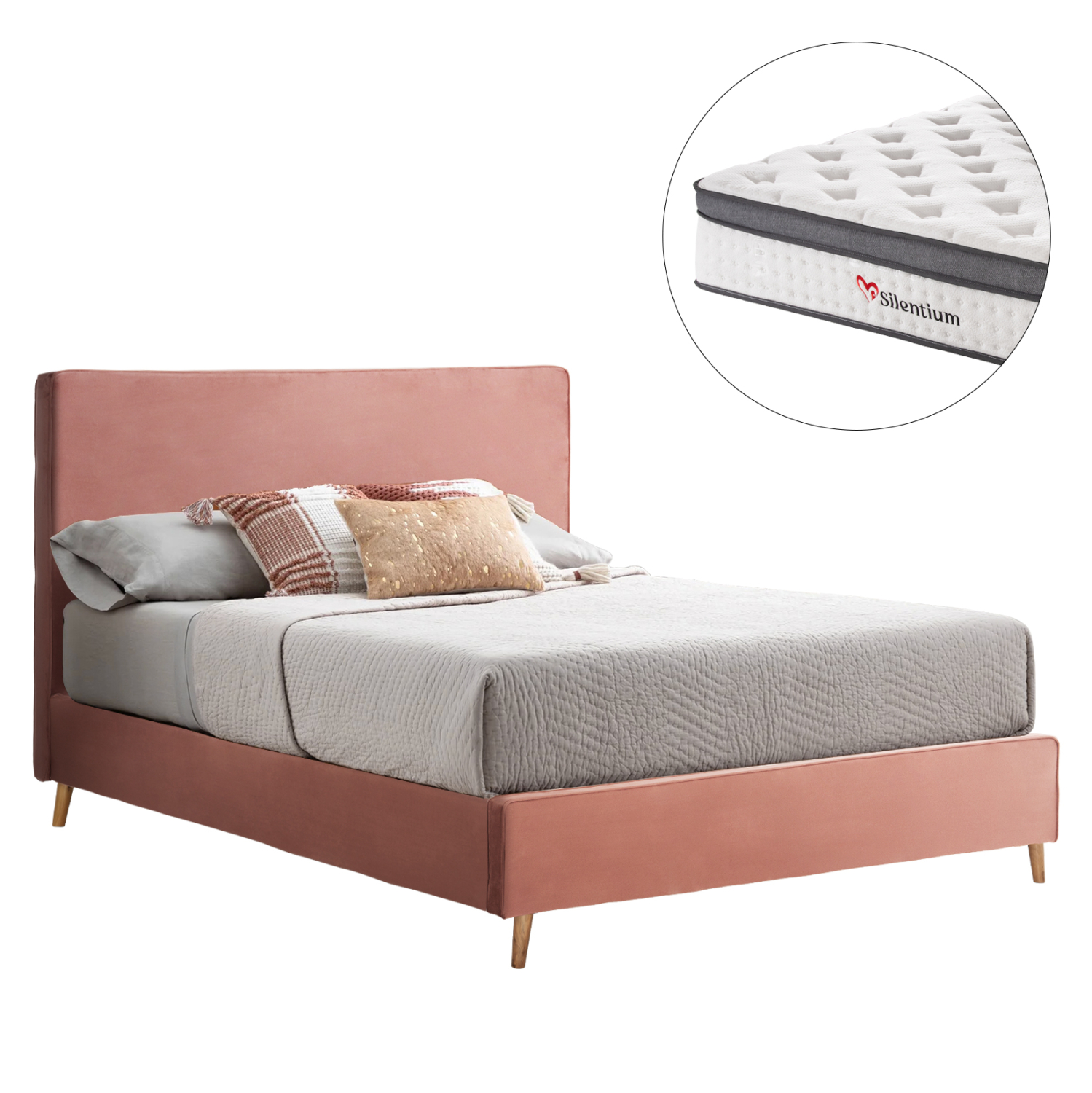ΚΡΕΒΑΤΙ ΔΙΠΛΟ ΜΕ ΣΤΡΩΜΑ INDRA HM10810.12 ΣΑΠΙΟ ΜΗΛΟ ΒΕΛΟΥΔΟ--ΓΙΑ ΣΤΡΩΜΑ 160x200εκ 1