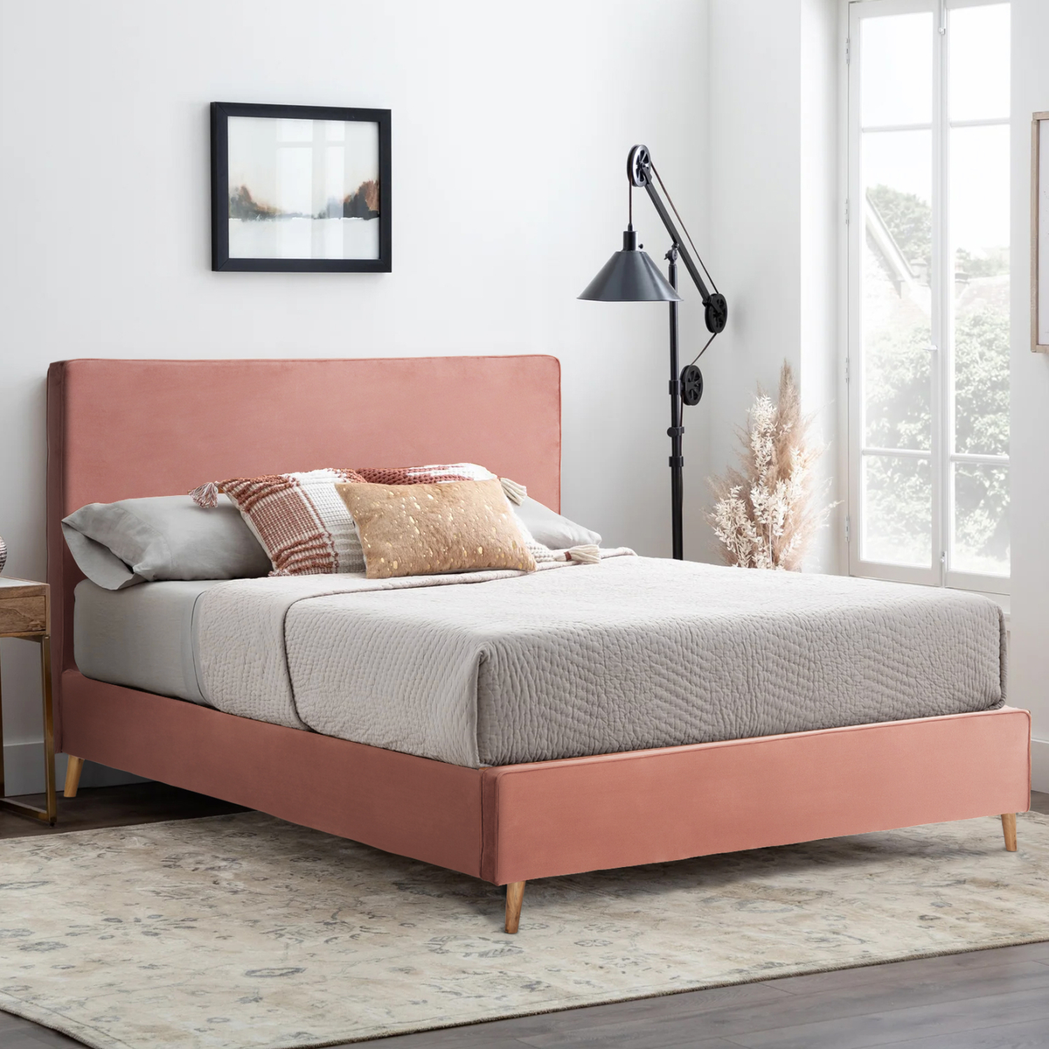 ΚΡΕΒΑΤΙ ΔΙΠΛΟ ΜΕ ΣΤΡΩΜΑ INDRA HM10810.12 ΣΑΠΙΟ ΜΗΛΟ ΒΕΛΟΥΔΟ--ΓΙΑ ΣΤΡΩΜΑ 160x200εκ 2