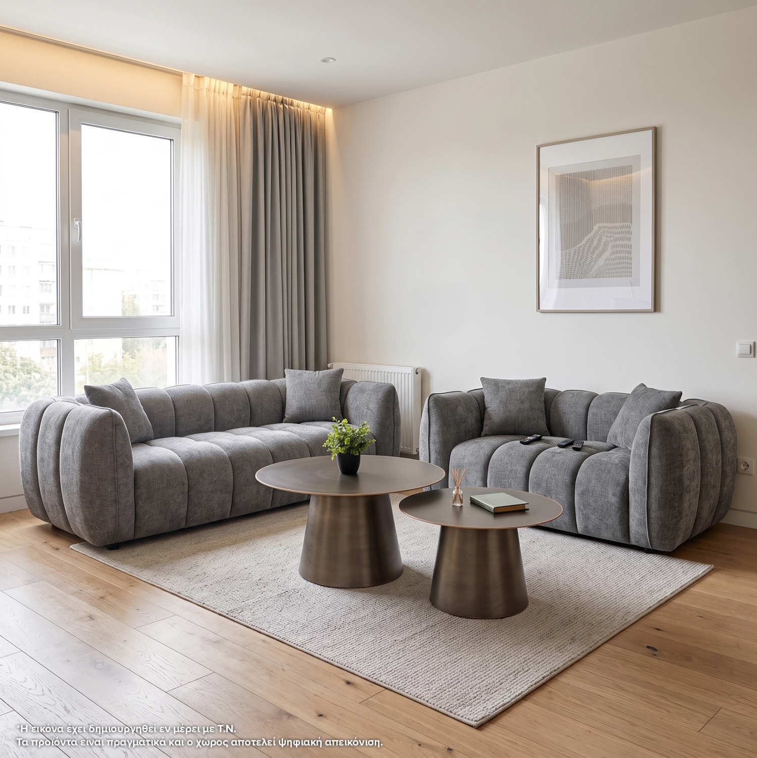 ΣΕΤ ΣΑΛΟΝΙ 3ΘΕΣΙΟΣ &amp; 2ΘΕΣΙΟΣ LYKKE HM10812.01 ΓΚΡΙ ΥΦΑΣΜΑ 2