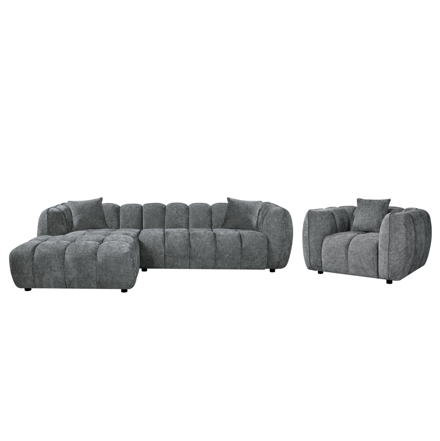 ΣΕΤ ΚΑΝΑΠΕΣ ΓΩΝΙΑ (ΑΡΙΣΤΕΡΗ)-ΠΟΛΥΘΡΟΝΑ LOUNGE LYKKE HM10820.01L ΓΚΡΙ ΥΦΑΣΜΑ 1