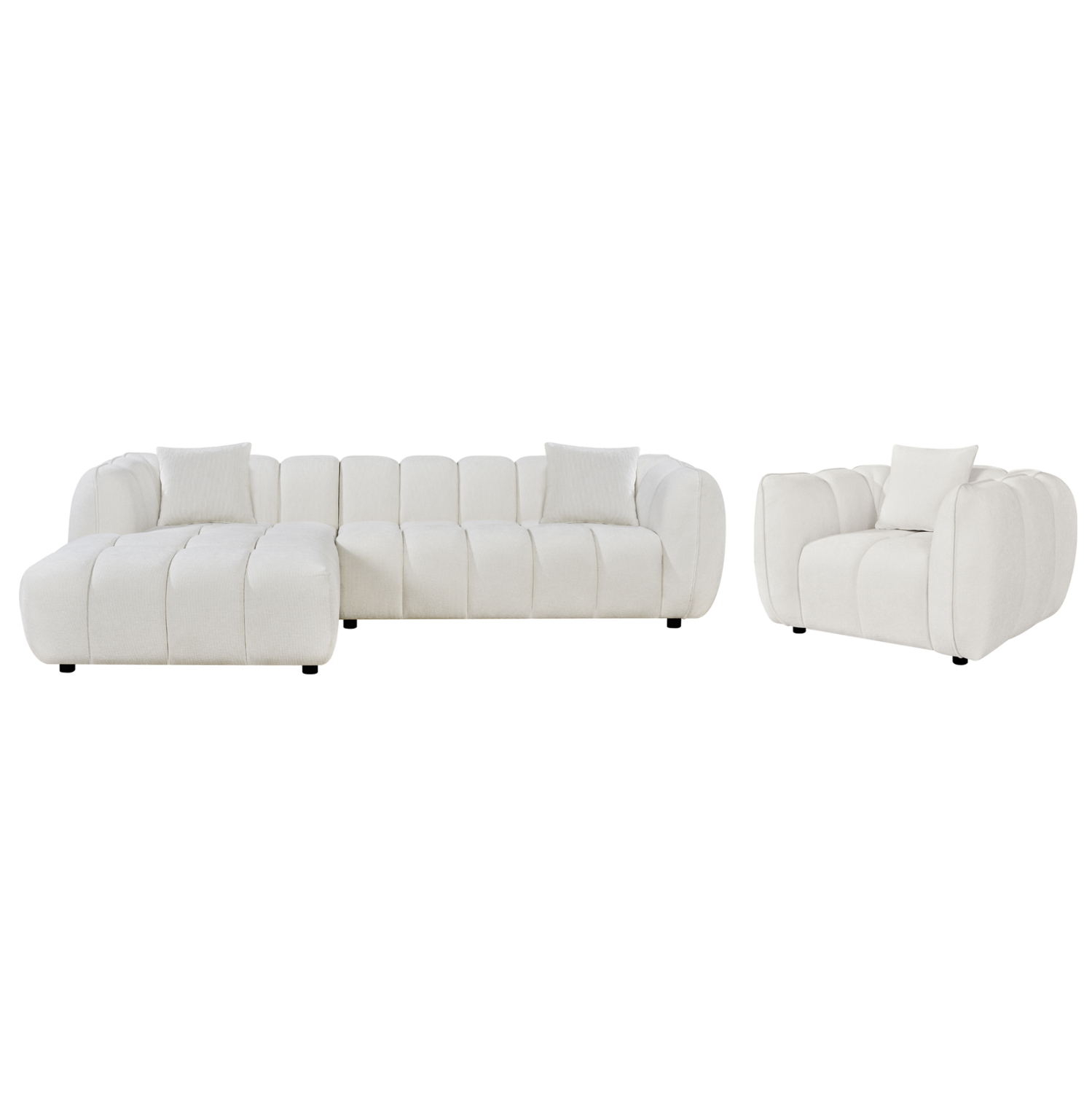 ΣΕΤ ΚΑΝΑΠΕΣ ΓΩΝΙΑ (ΑΡΙΣΤΕΡΗ)-ΠΟΛΥΘΡΟΝΑ LOUNGE LYKKE HM10820.02L ΕΚΡΟΥ ΥΦΑΣΜΑ 1