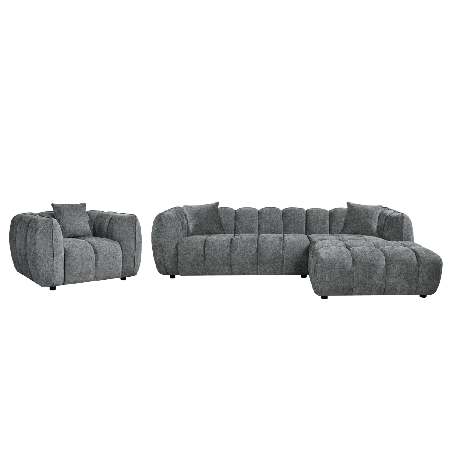 ΣΕΤ ΚΑΝΑΠΕΣ ΓΩΝΙΑ (ΔΕΞΙΑ)-ΠΟΛΥΘΡΟΝΑ LOUNGE LYKKE HM10820.01R ΓΚΡΙ ΥΦΑΣΜΑ 1